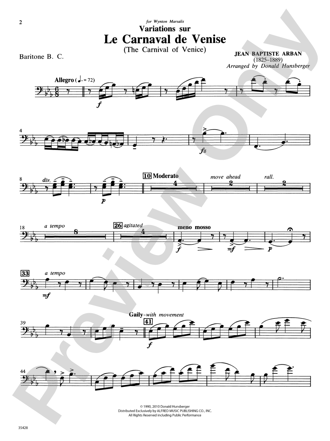 Le Carnaval de Venise: Baritone B.C.