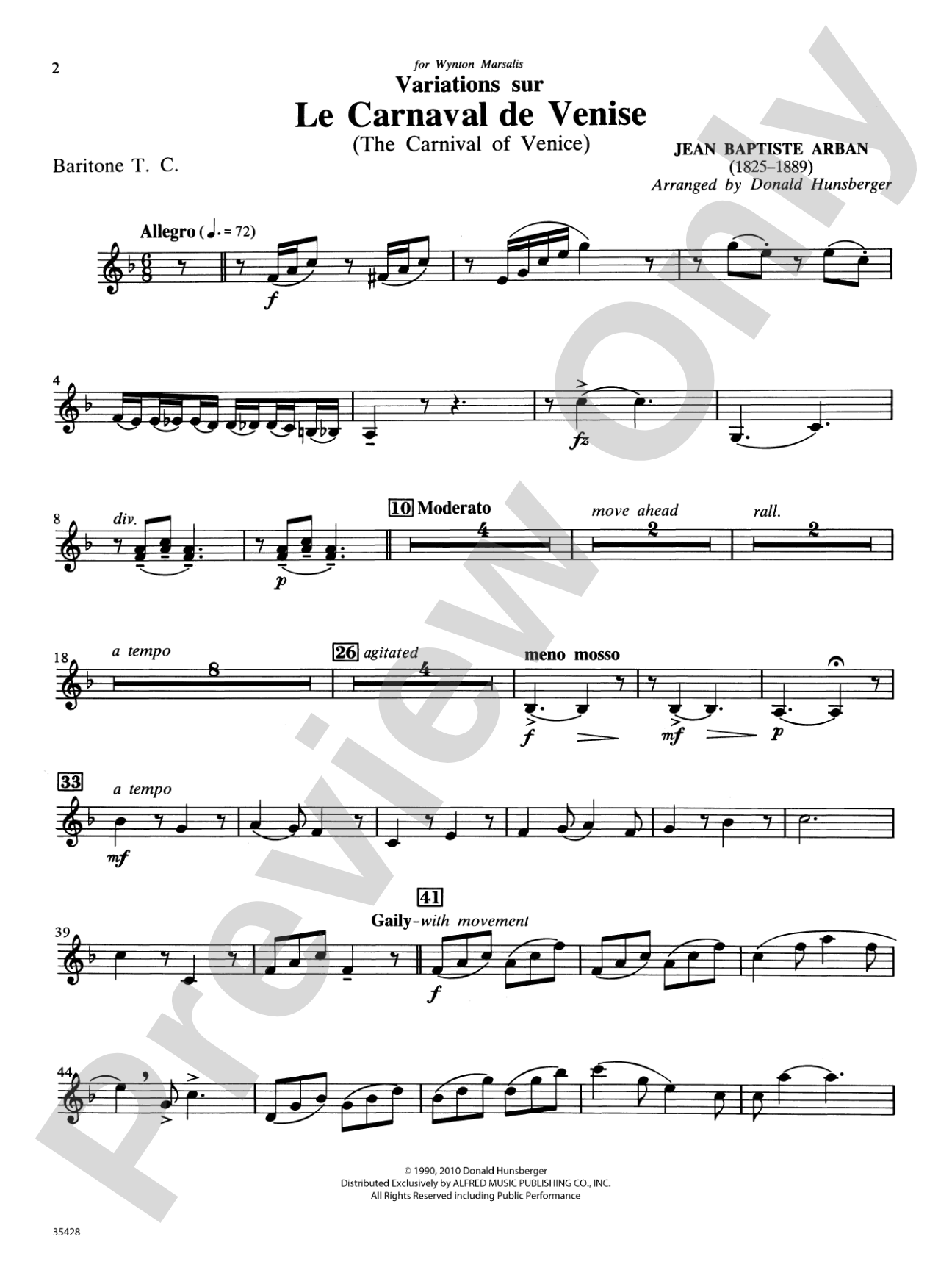 Le Carnaval de Venise: Baritone T.C.