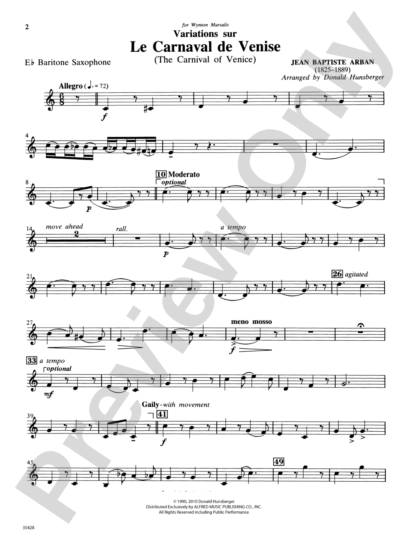 Le Carnaval de Venise: E-flat Baritone Saxophone