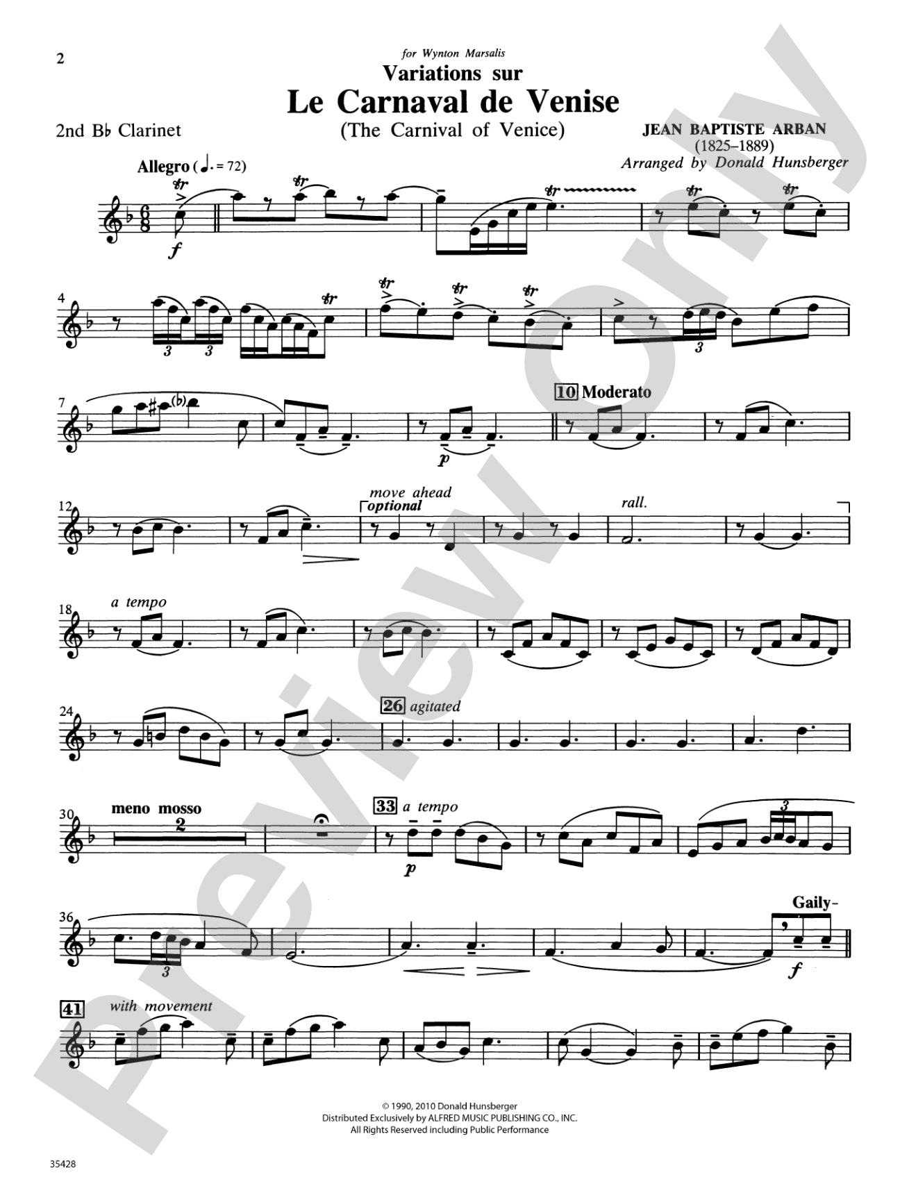 Le Carnaval de Venise: 2nd B-flat Clarinet