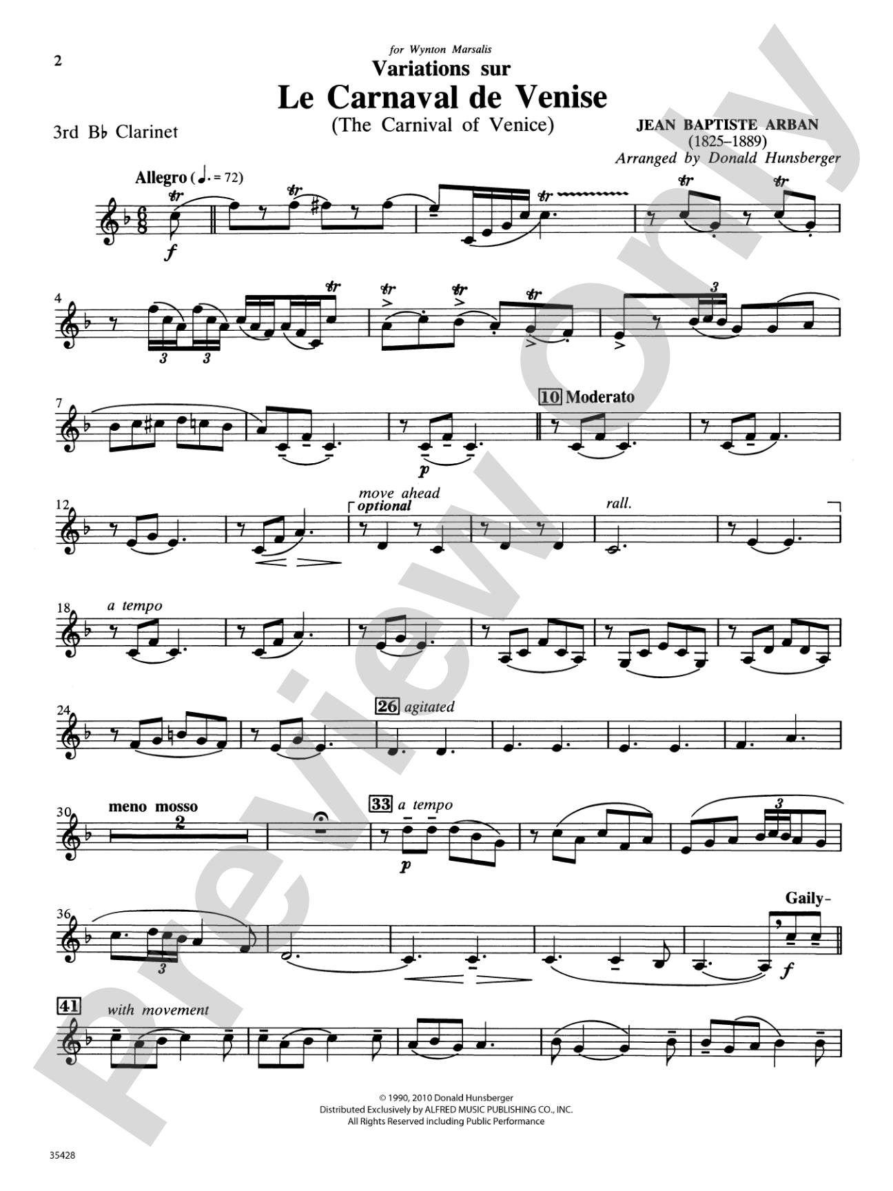 Le Carnaval de Venise: 3rd B-flat Clarinet