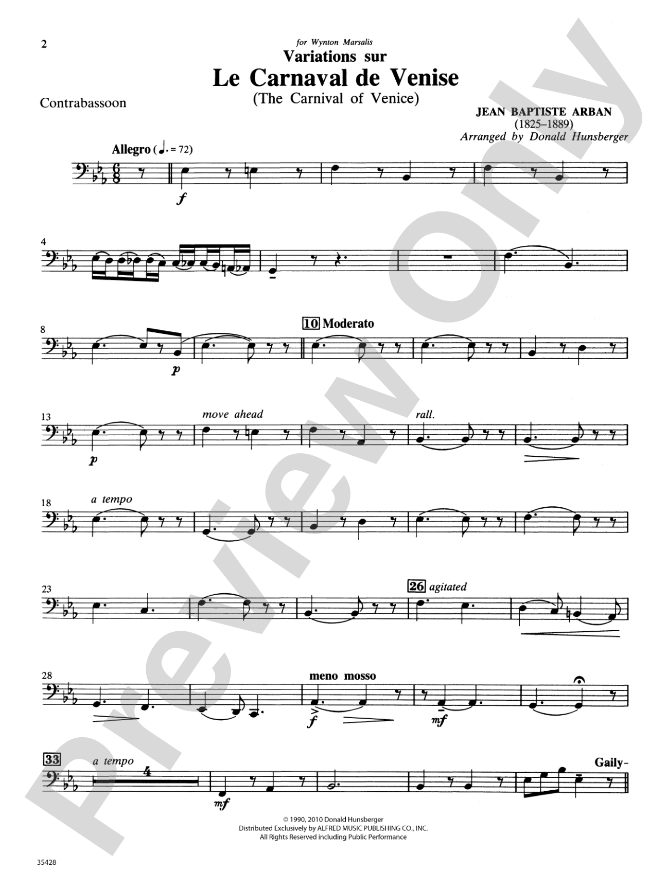 Le Carnaval de Venise: Contra Bassoon