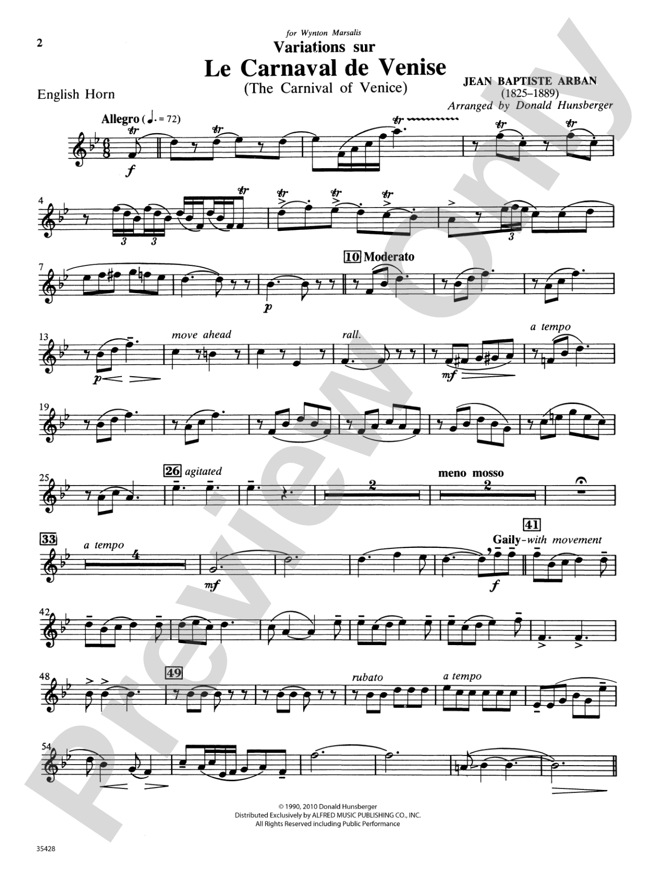 Le Carnaval de Venise: English Horn