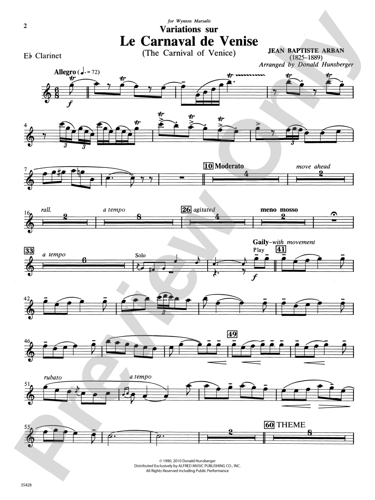 Le Carnaval de Venise: E-flat Soprano Clarinet