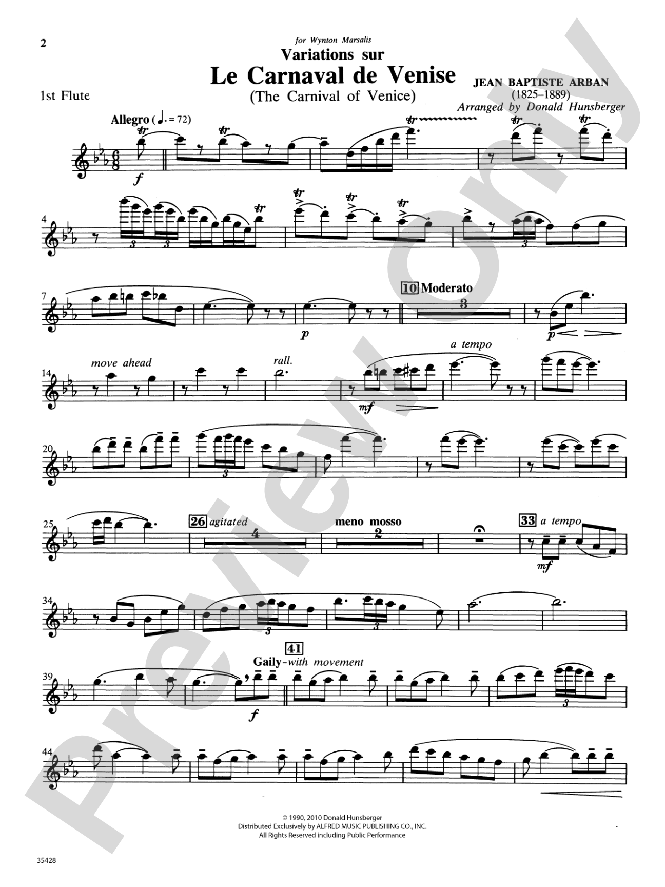 Le Carnaval de Venise: Flute