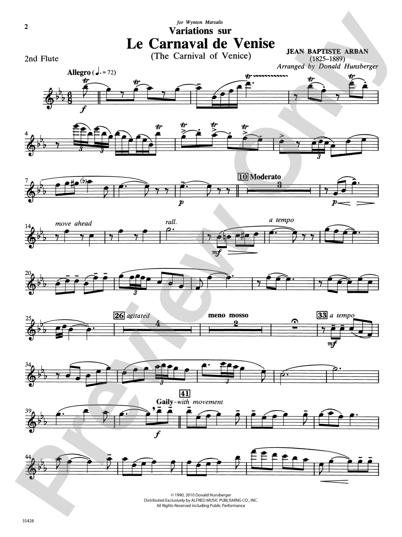 Le Carnaval de Venise: 2nd Flute