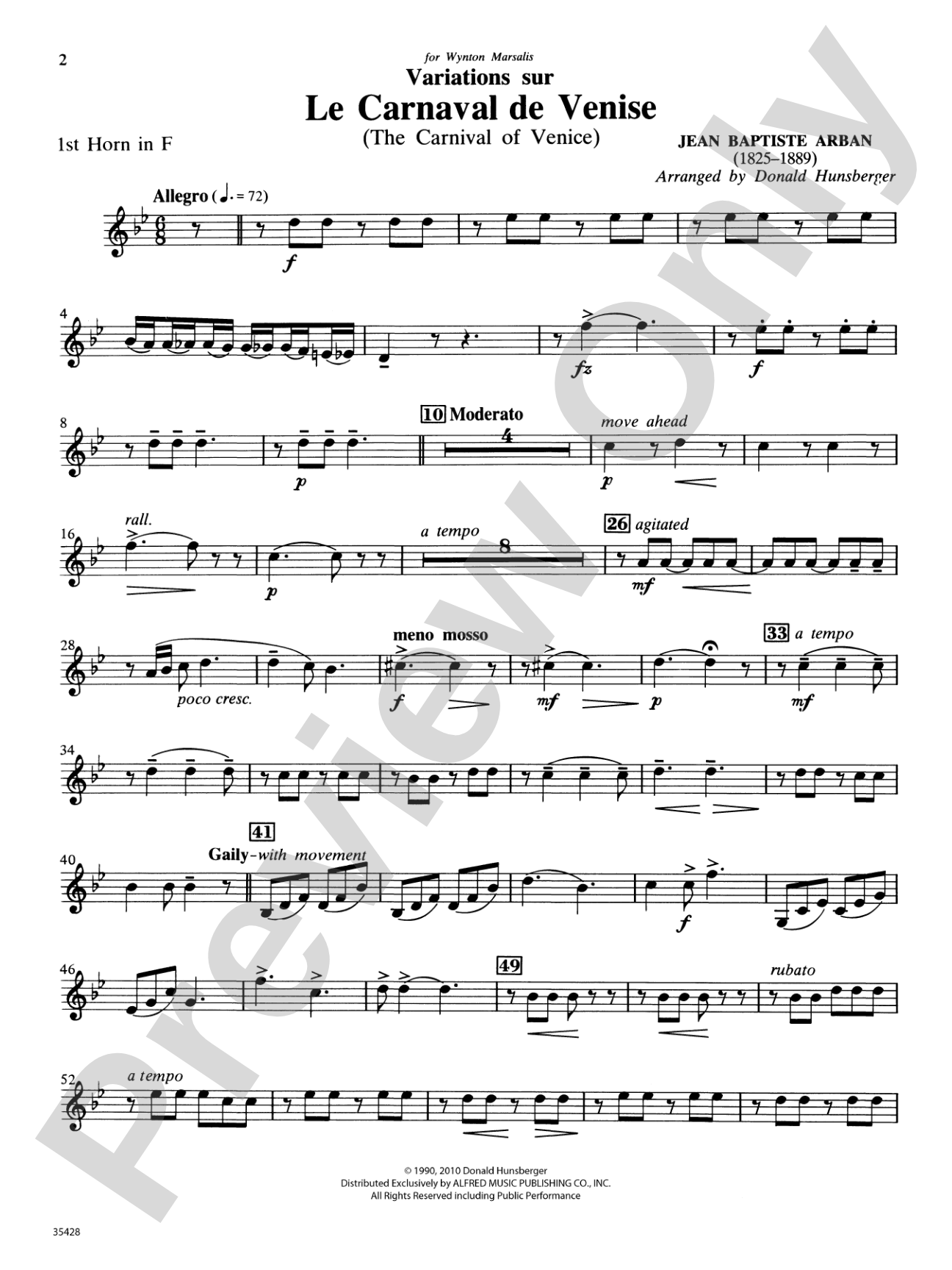 Le Carnaval de Venise: 1st F Horn