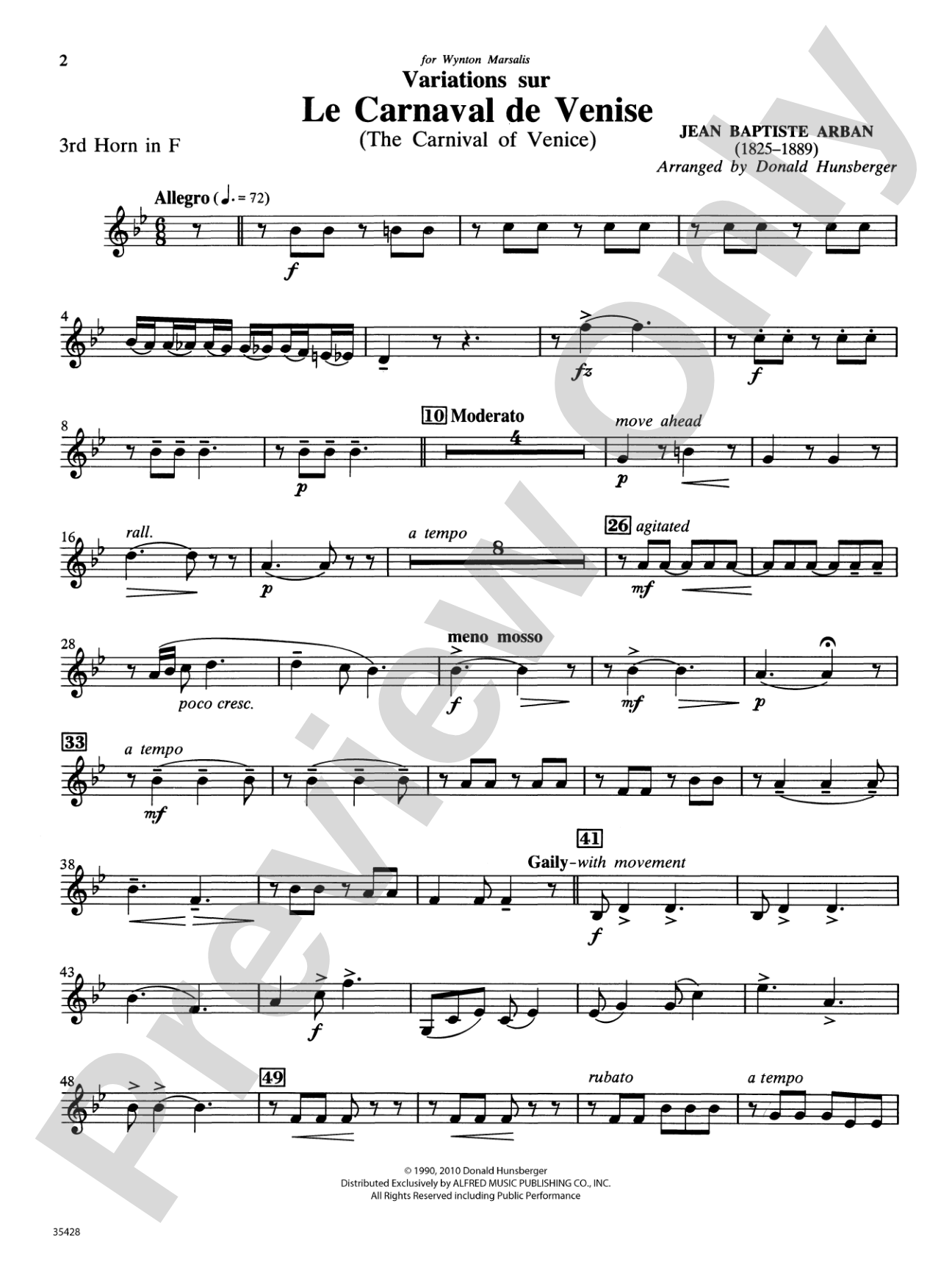 Le Carnaval de Venise: 3rd F Horn