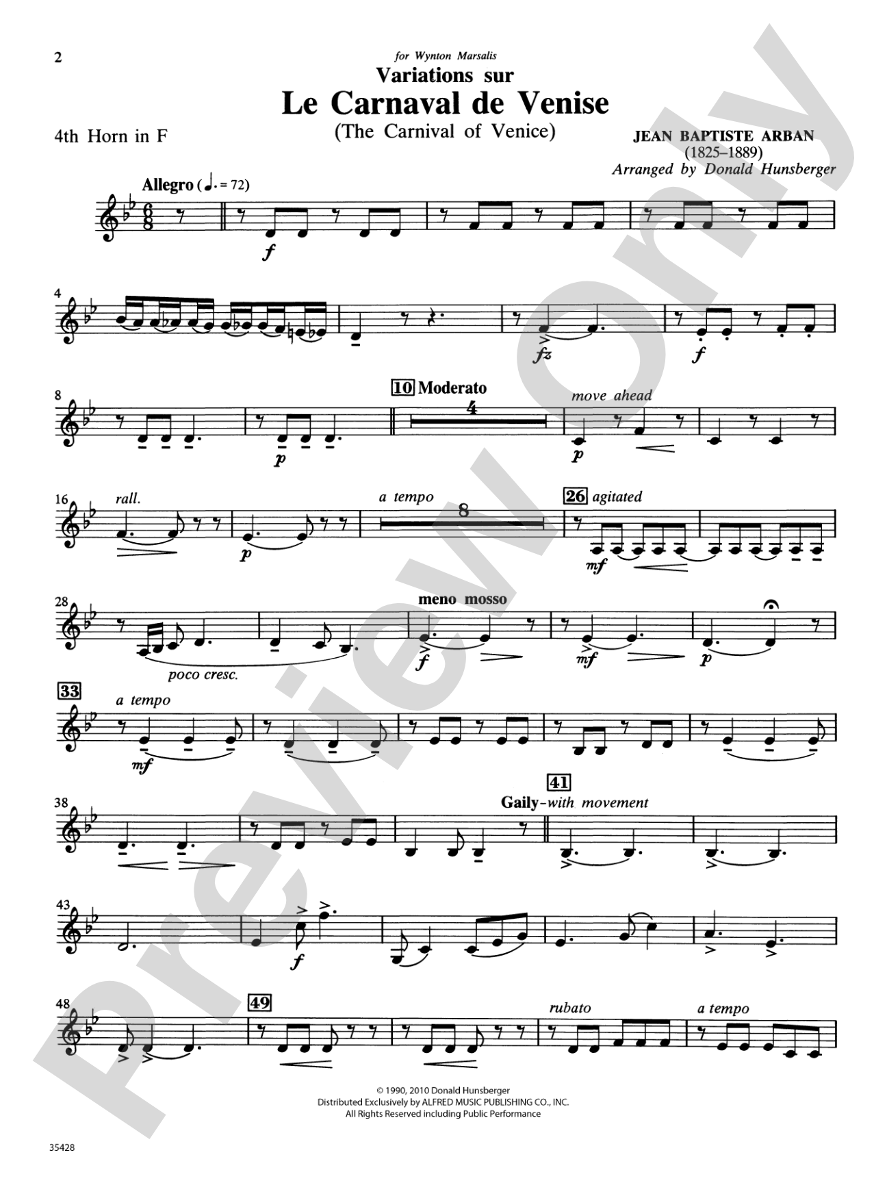 Le Carnaval de Venise: 4th F Horn
