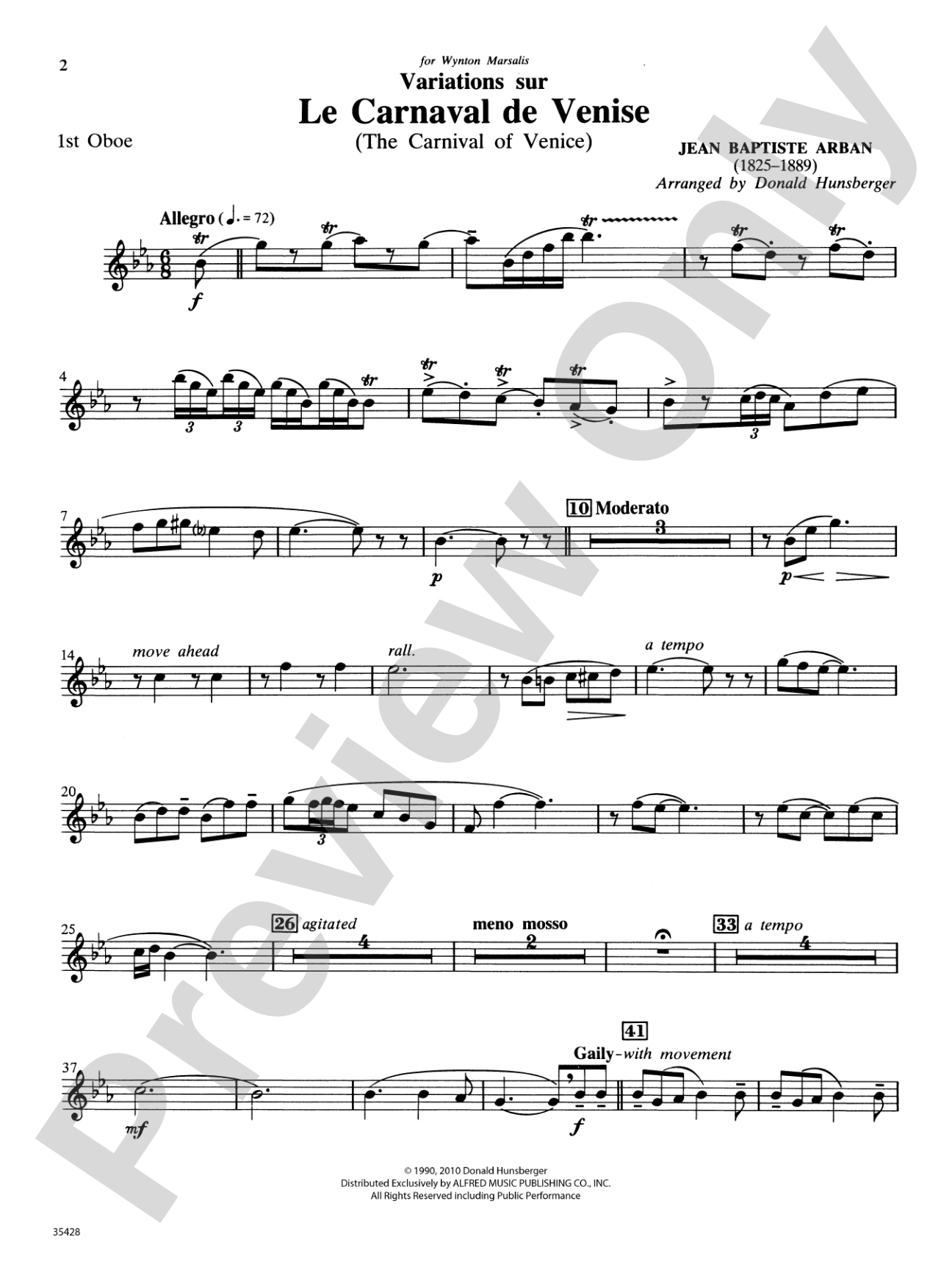 Le Carnaval de Venise: Oboe