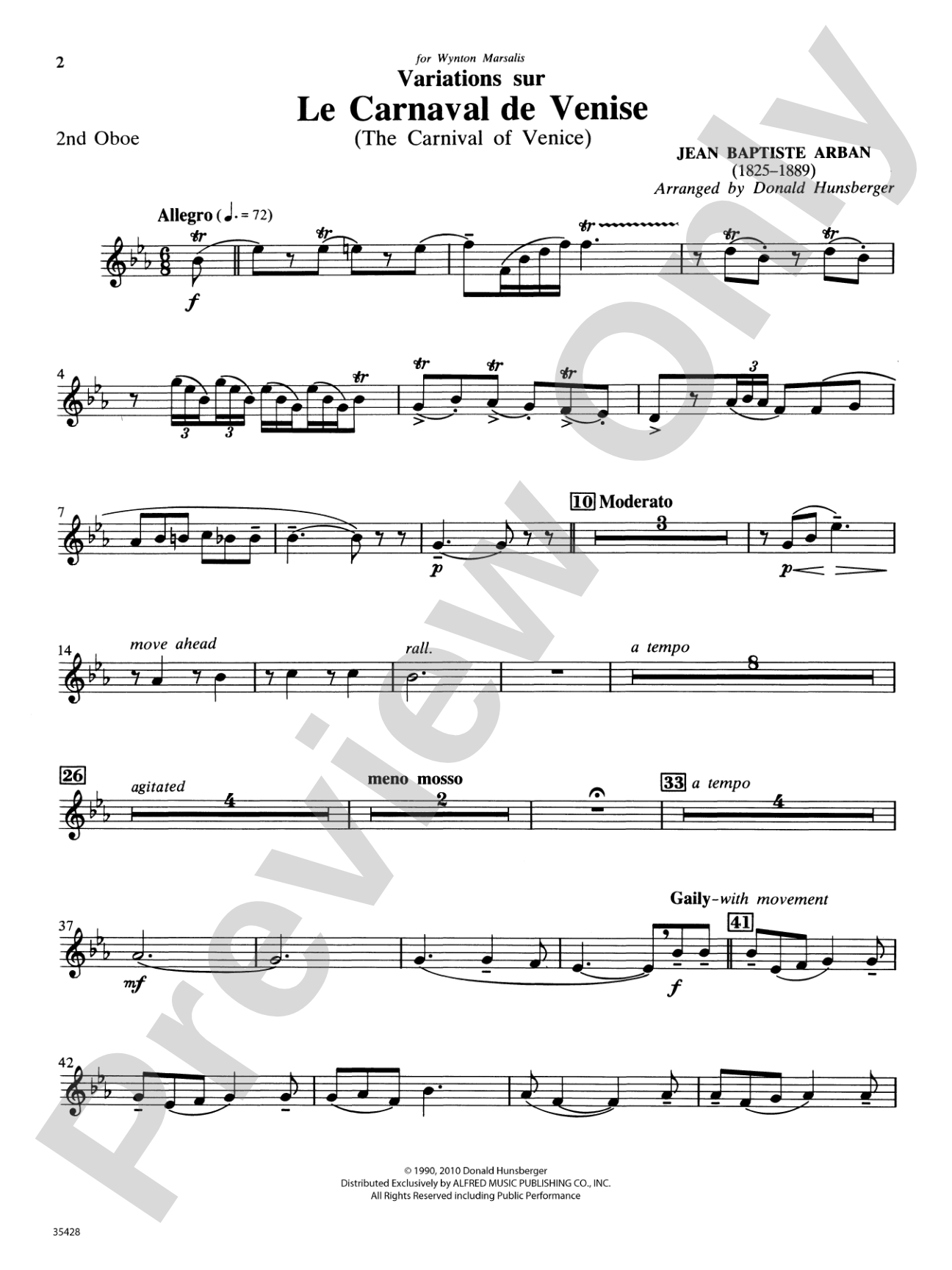 Le Carnaval de Venise: 2nd Oboe