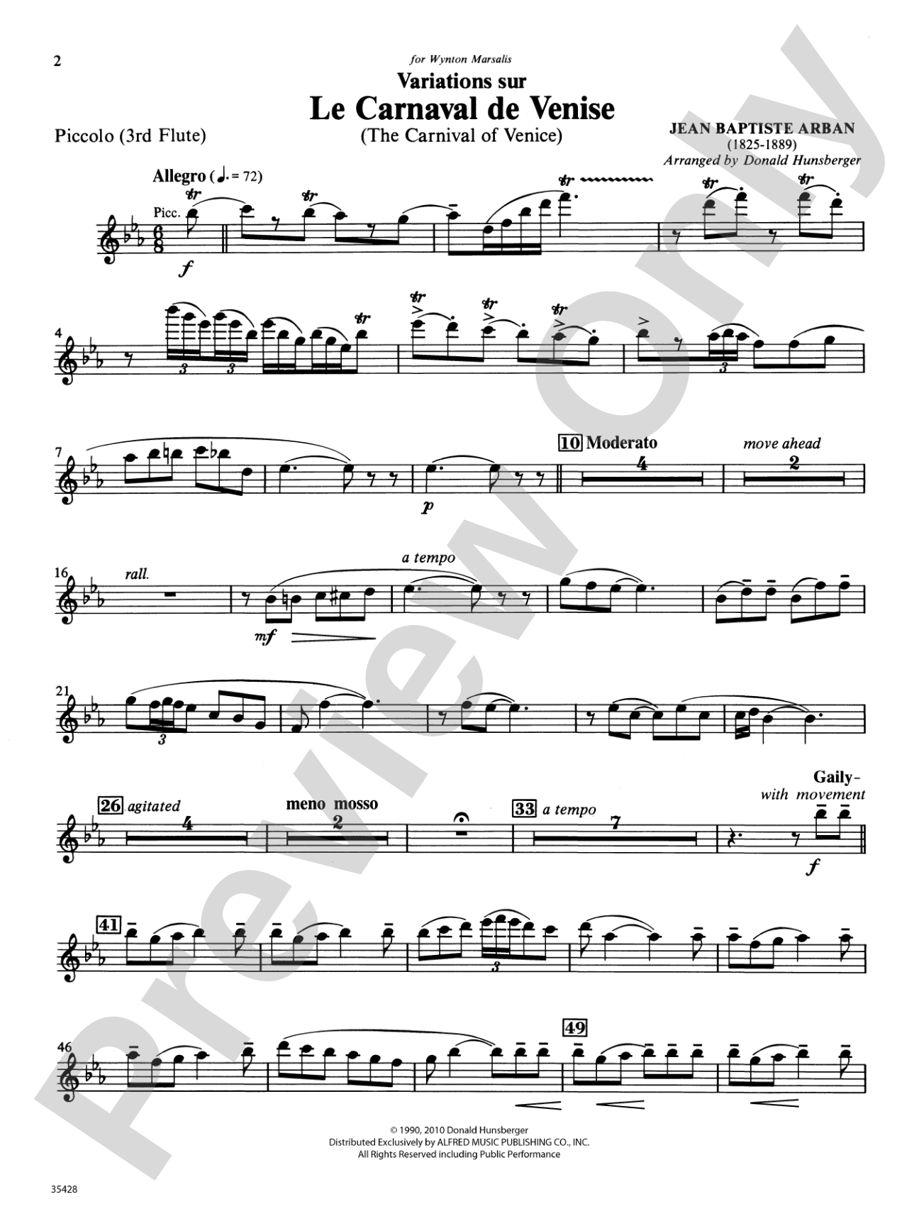 Le Carnaval de Venise: Piccolo