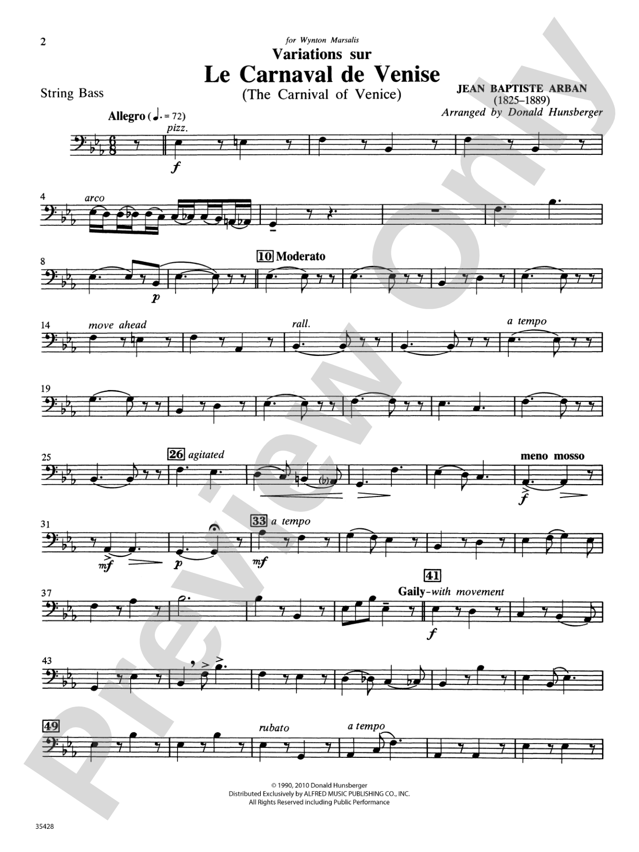 Le Carnaval de Venise: String Bass