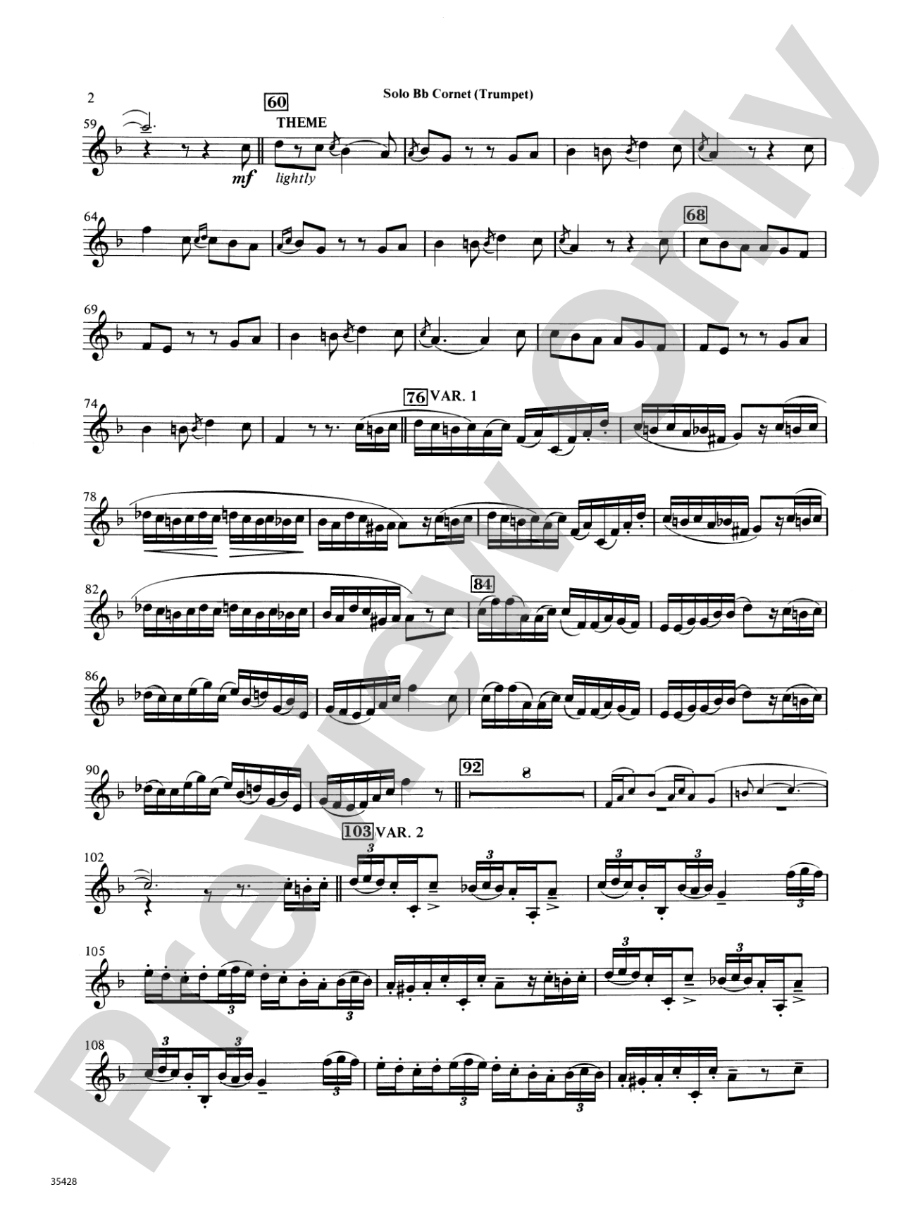 Le Carnaval de Venise: Solo B-flat Cornet
