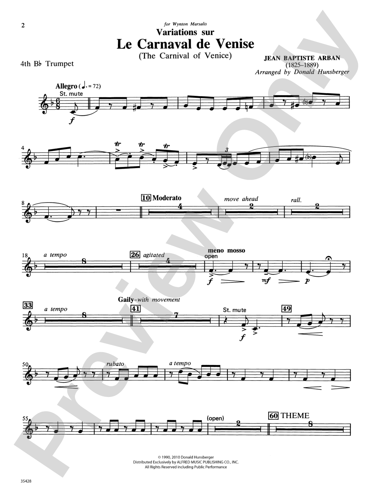 Le Carnaval de Venise: 4th B-flat Trumpet