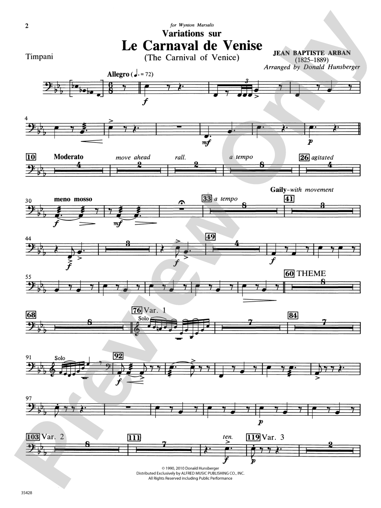 Le Carnaval de Venise: Timpani