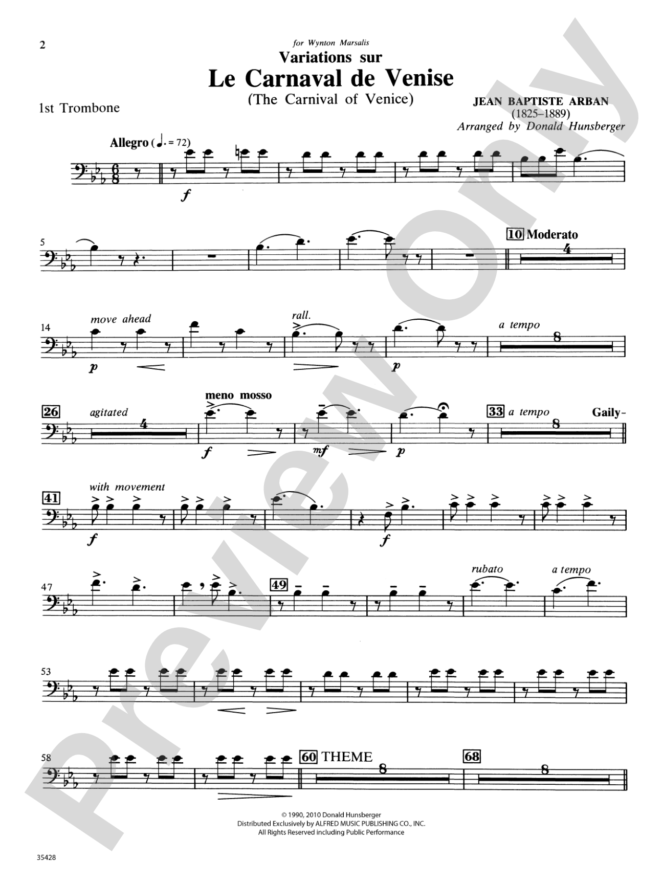 Le Carnaval de Venise: 1st Trombone