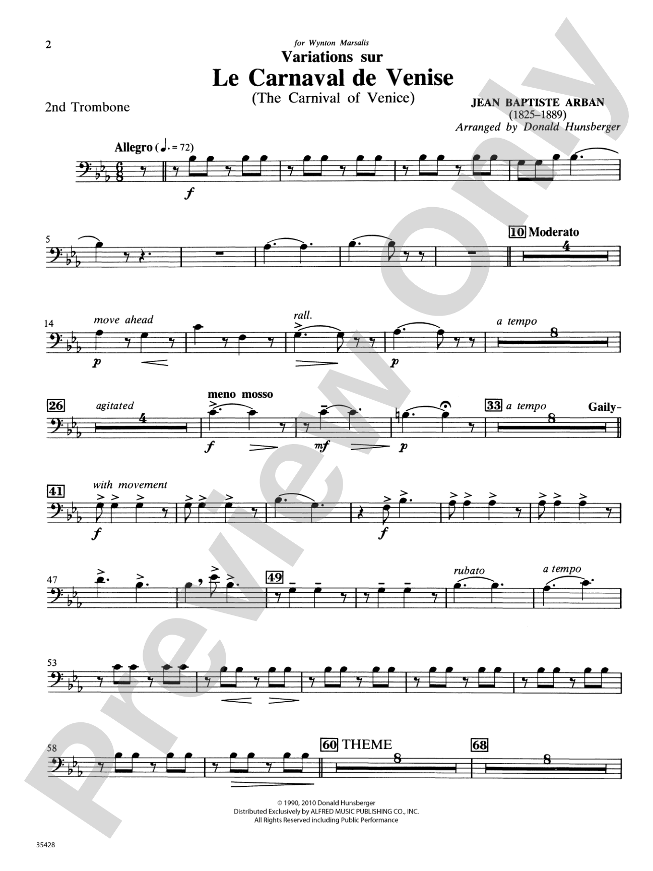 Le Carnaval de Venise: 2nd Trombone