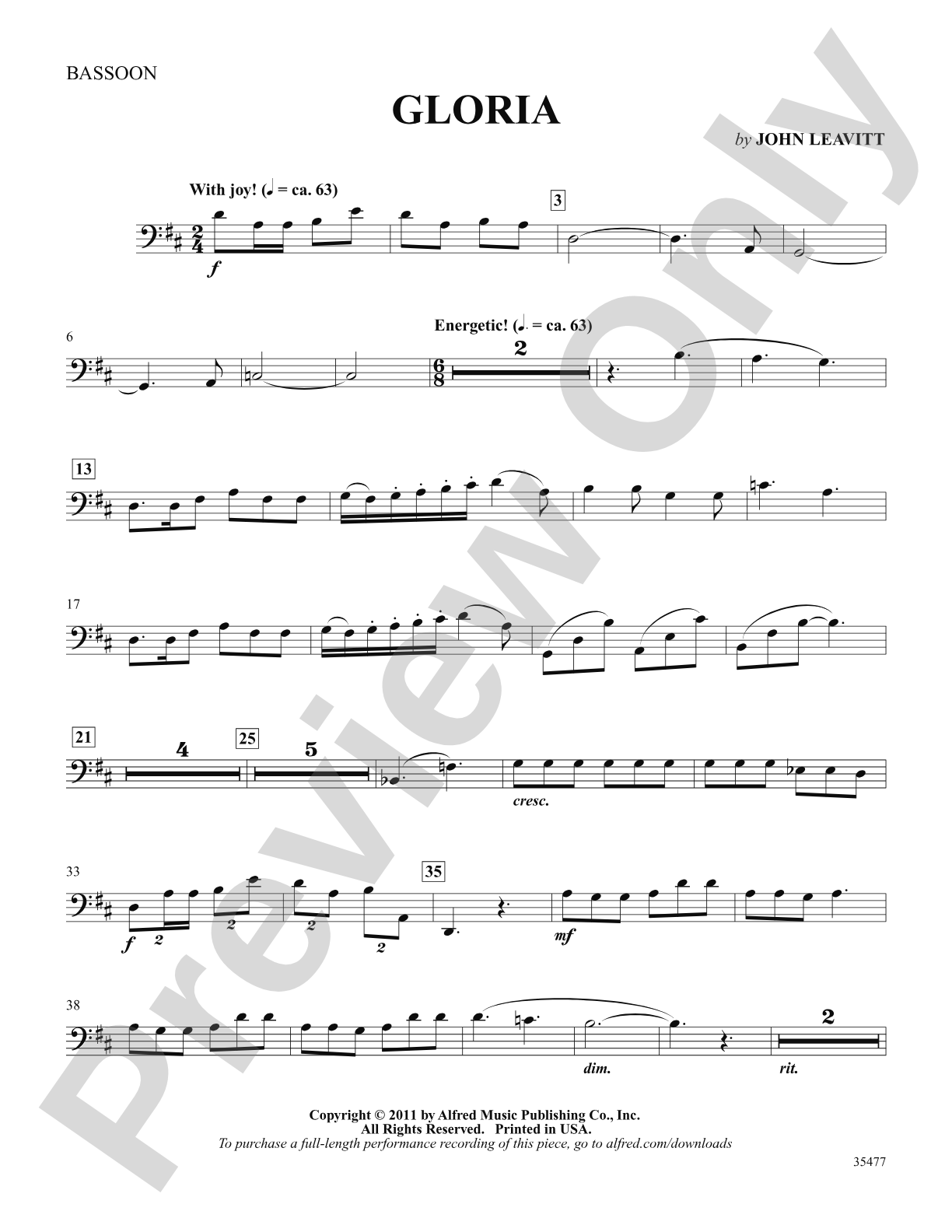 Gloria: Bassoon: Choral SoundPax