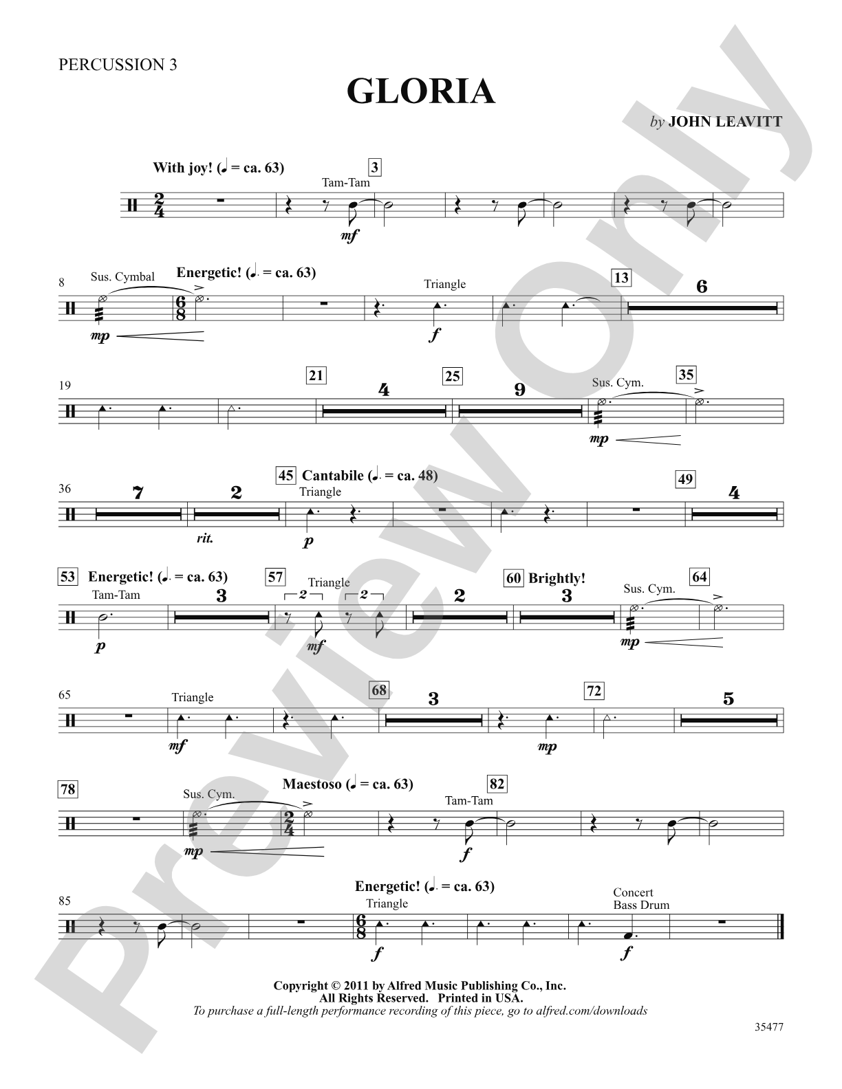 Gloria: 3rd Percussion: Choral SoundPax