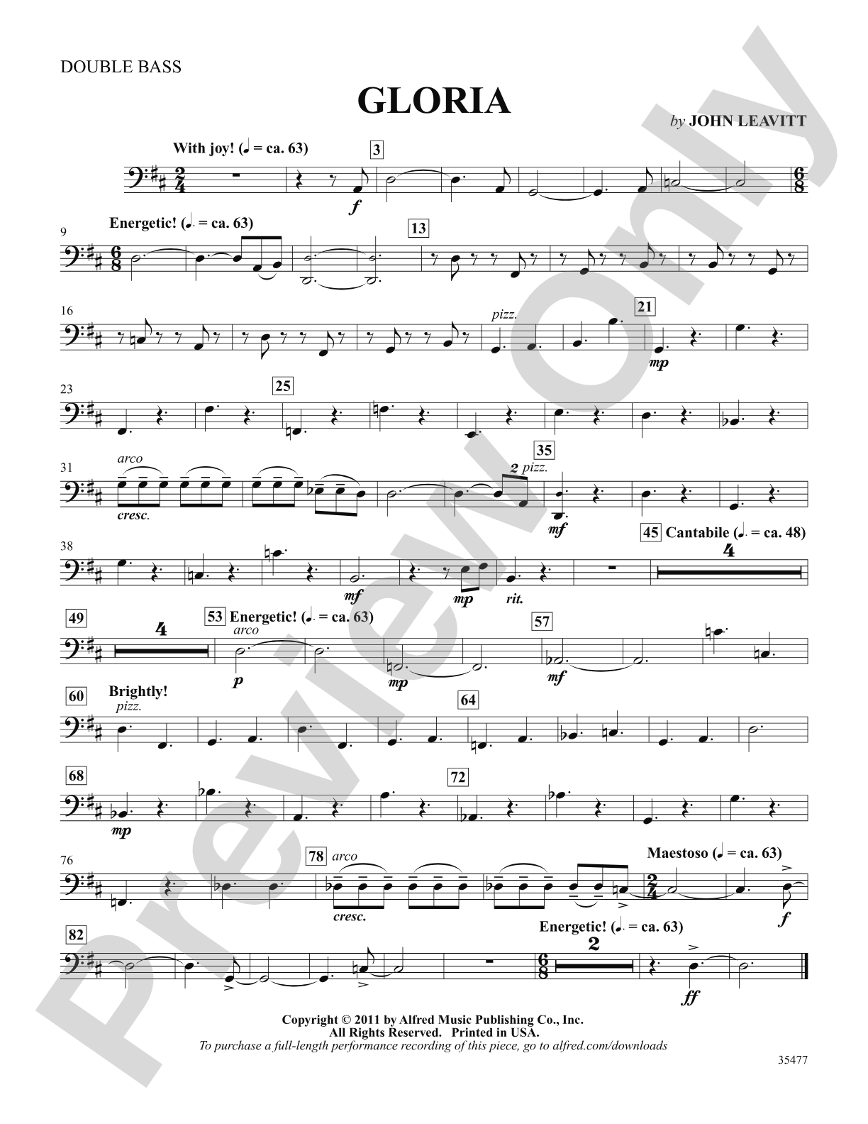 Gloria: String Bass: Choral SoundPax
