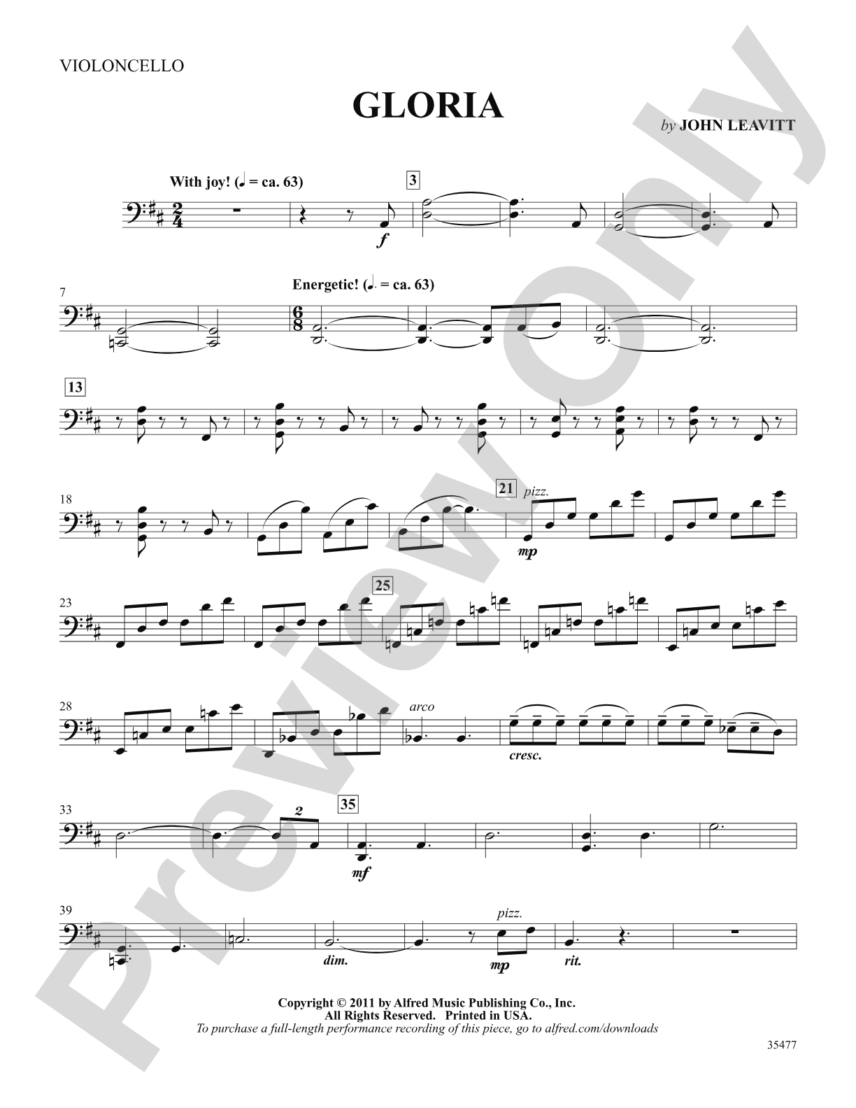 Gloria: Cello: Choral SoundPax