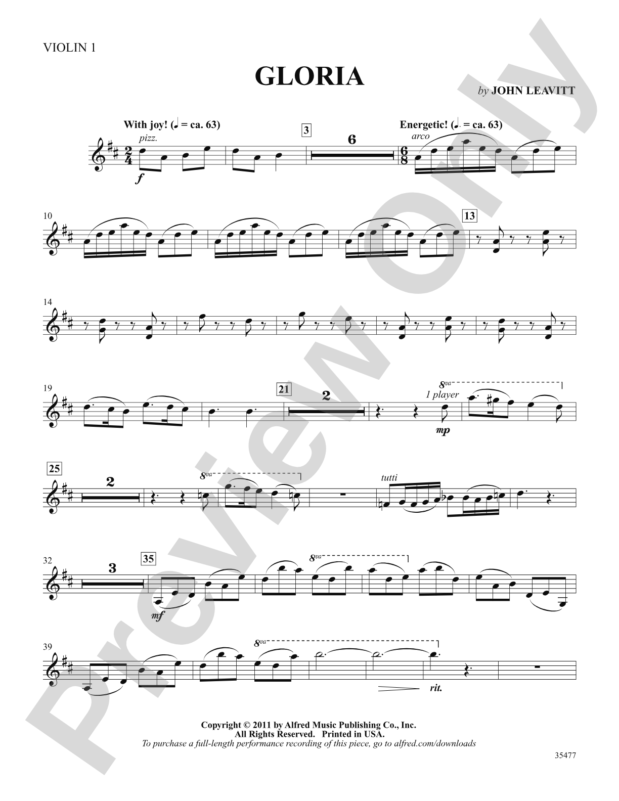 Gloria: 1st Violin: Choral SoundPax