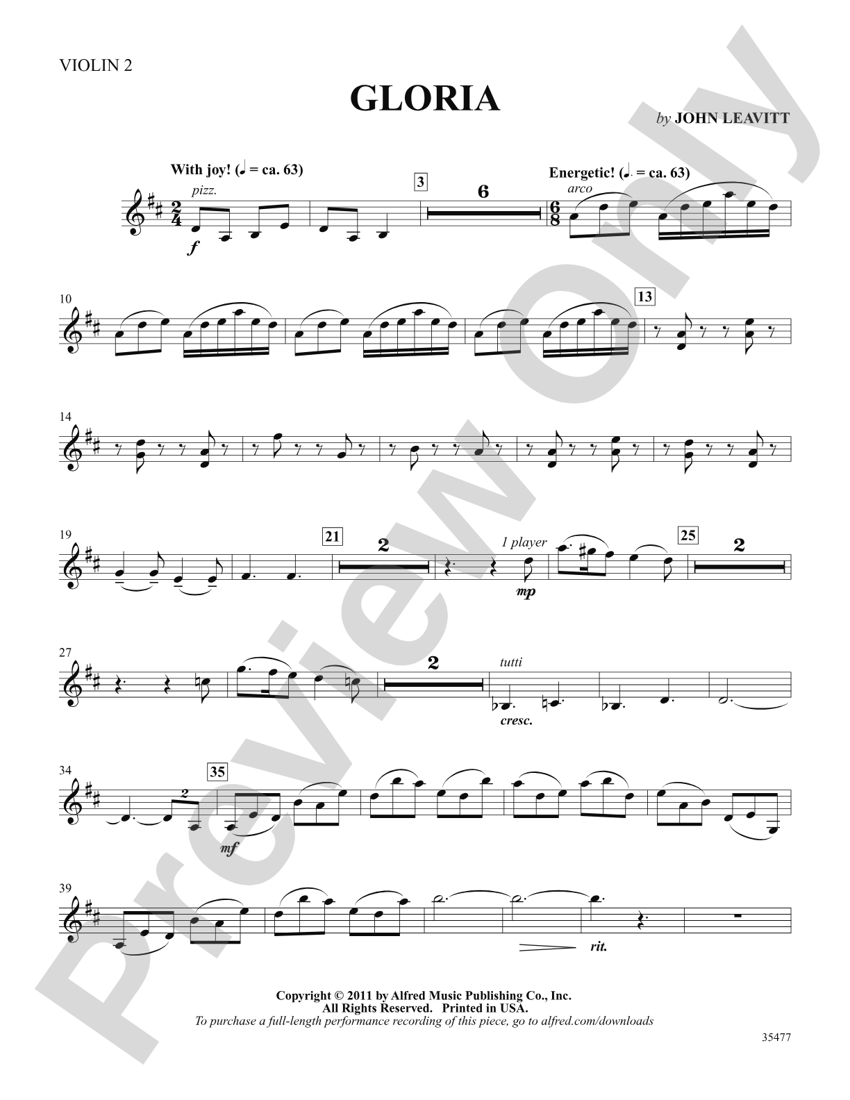 Gloria: 2nd Violin: Choral SoundPax