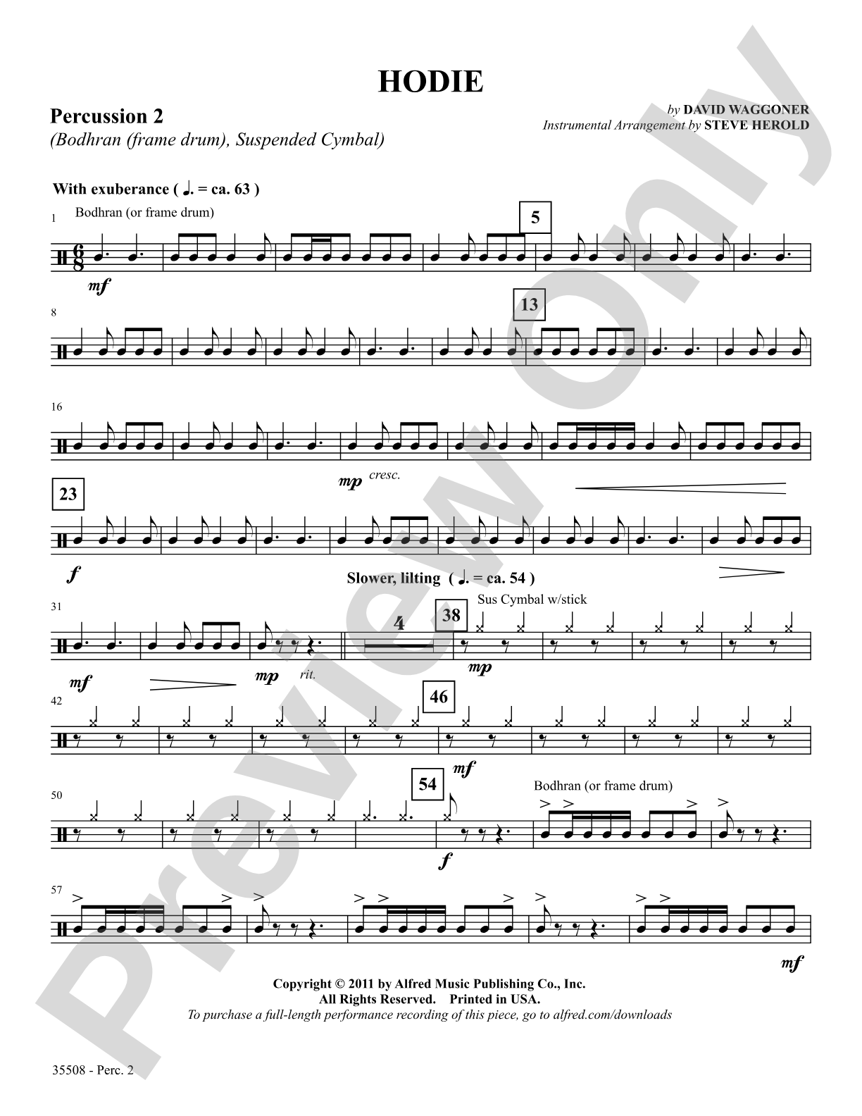 Hodie: 2nd Percussion: Choral SoundPax