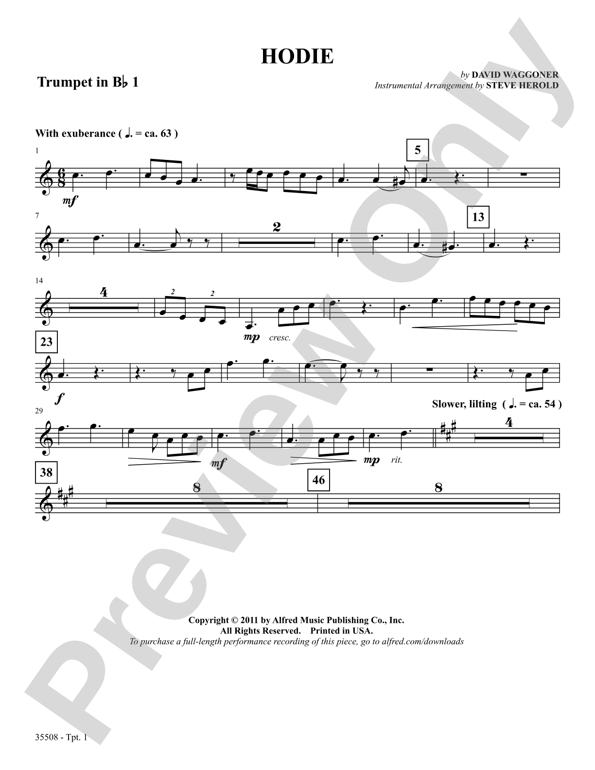 Hodie: 1st B-flat Trumpet: Choral SoundPax