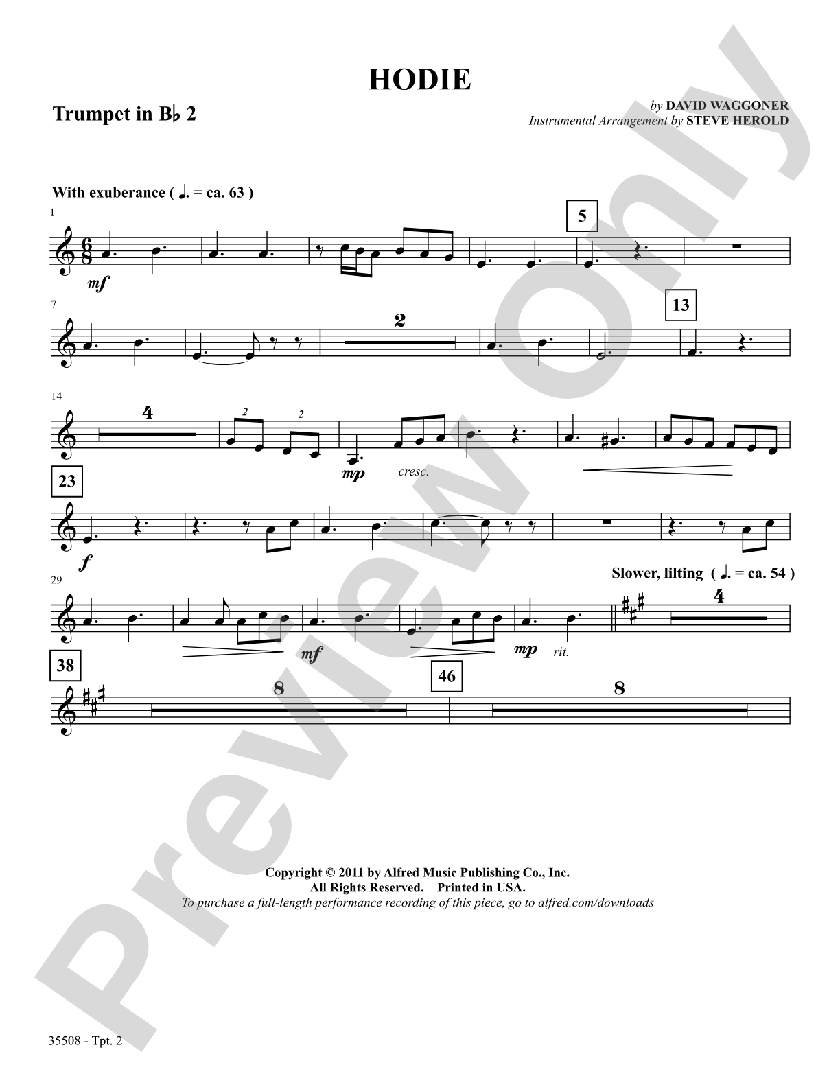 Hodie: 2nd B-flat Trumpet: Choral SoundPax