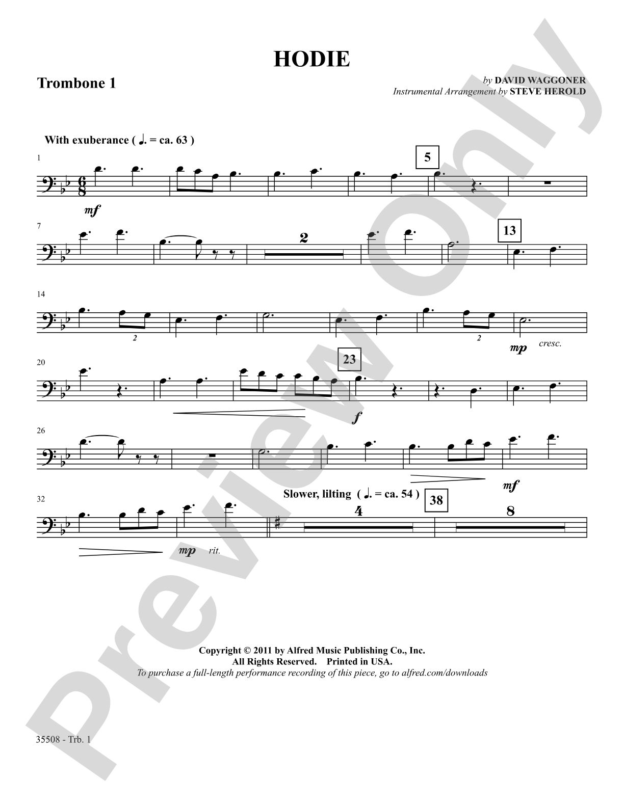 Hodie: 1st Trombone: Choral SoundPax