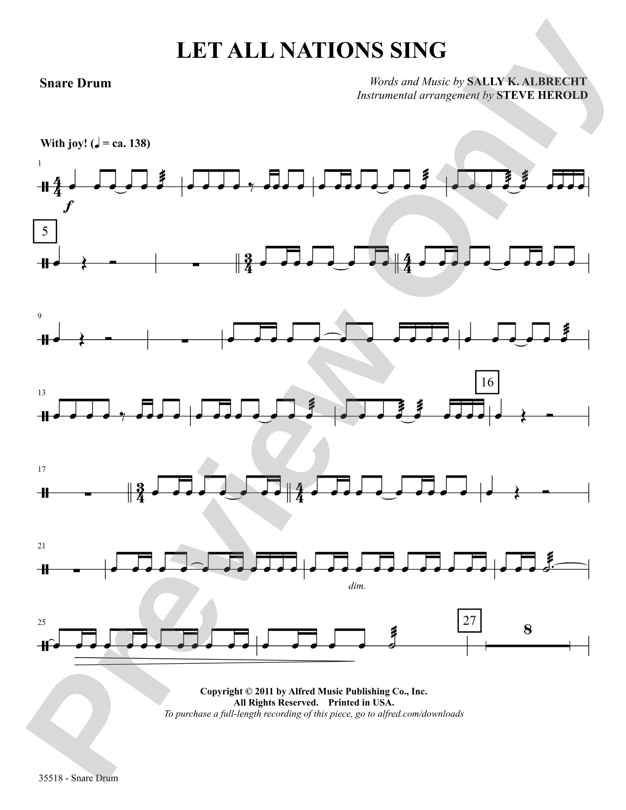 Let All Nations Sing: Snare Drum: Choral SoundPax