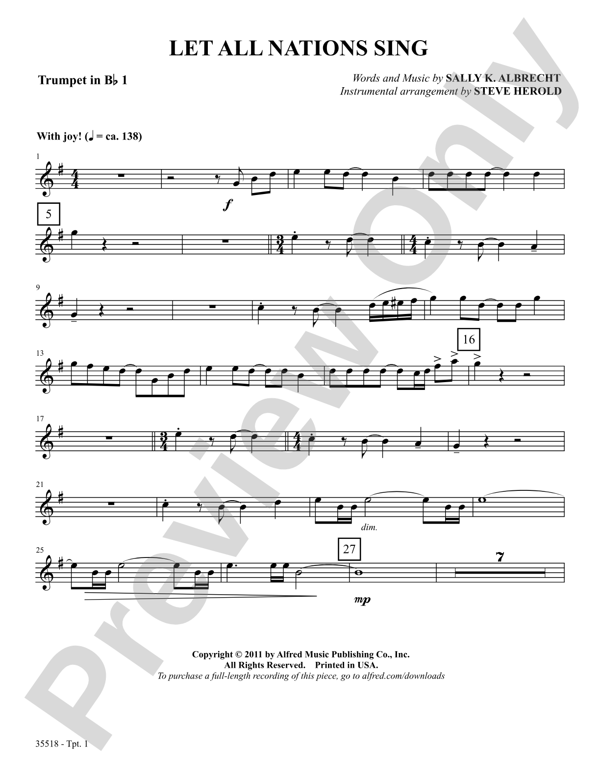 Let All Nations Sing: 1st B-flat Trumpet: Choral SoundPax