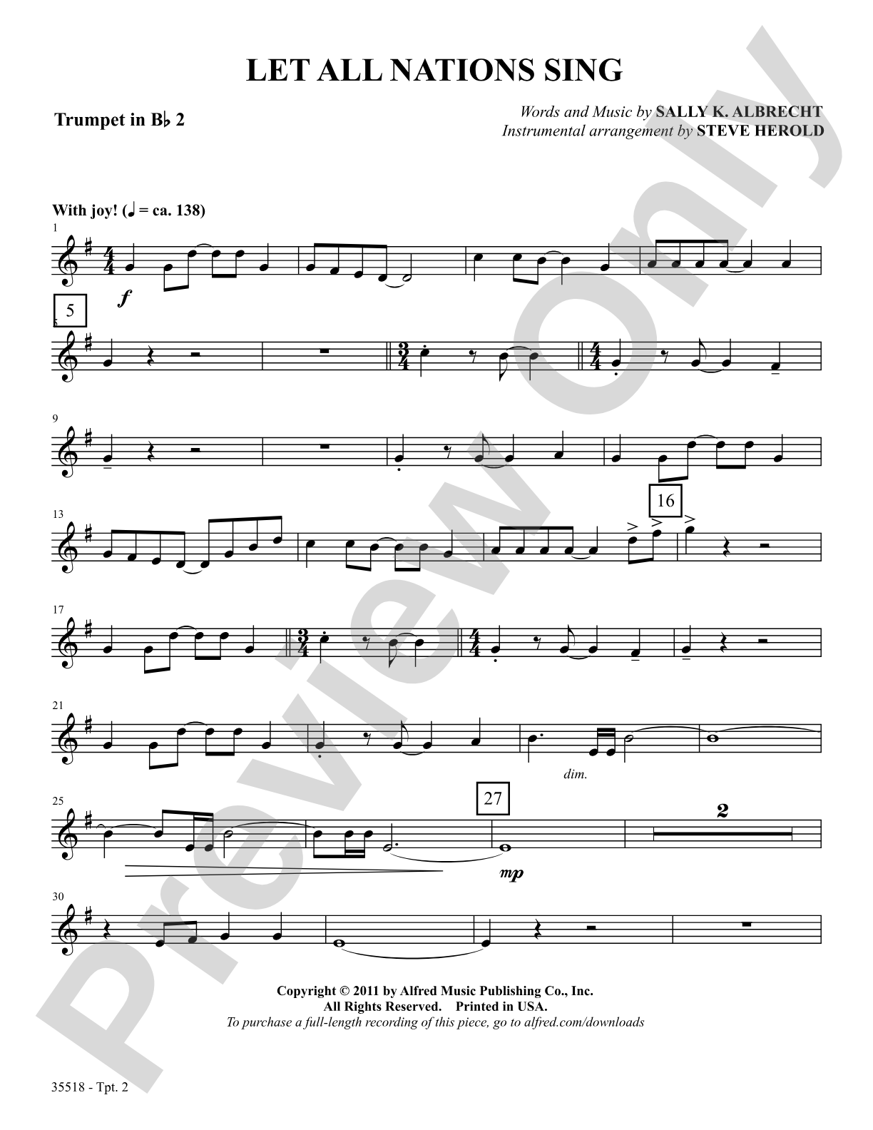 Let All Nations Sing: 2nd B-flat Trumpet: Choral SoundPax