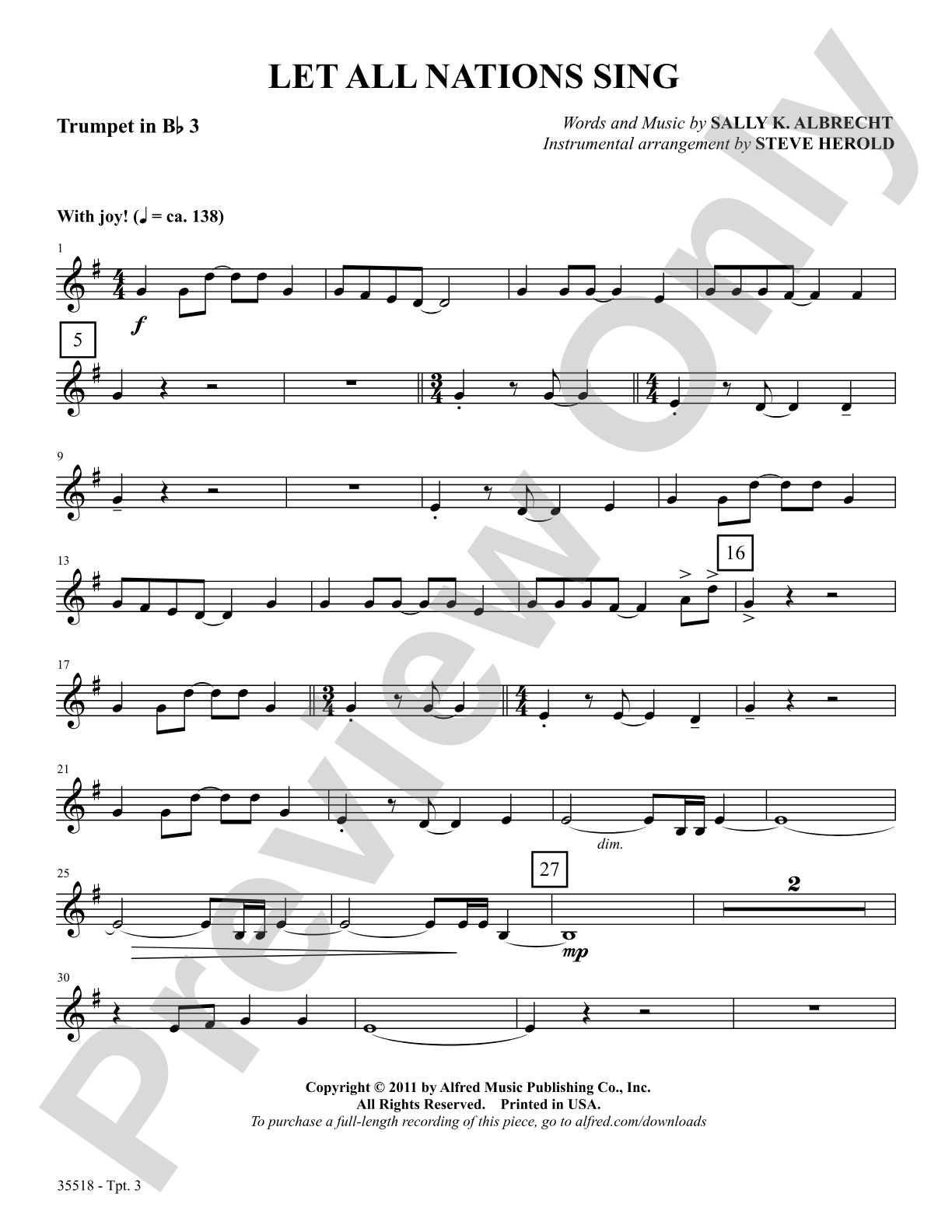 Let All Nations Sing: 3rd B-flat Trumpet: Choral SoundPax
