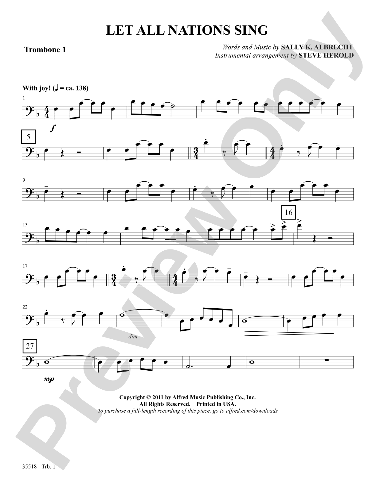Let All Nations Sing: 1st Trombone: Choral SoundPax