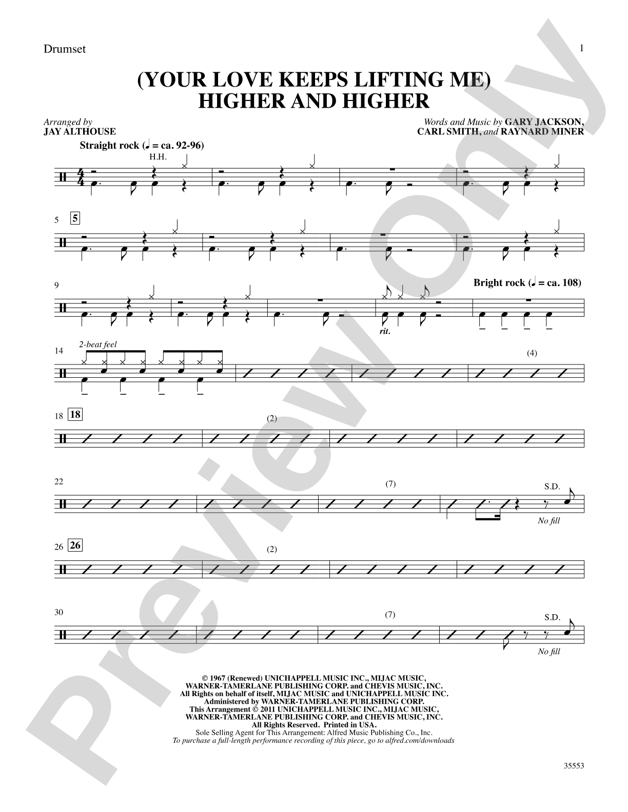 (Your Love Keeps Lifting Me) Higher and Higher: Drums: Choral SoundPax