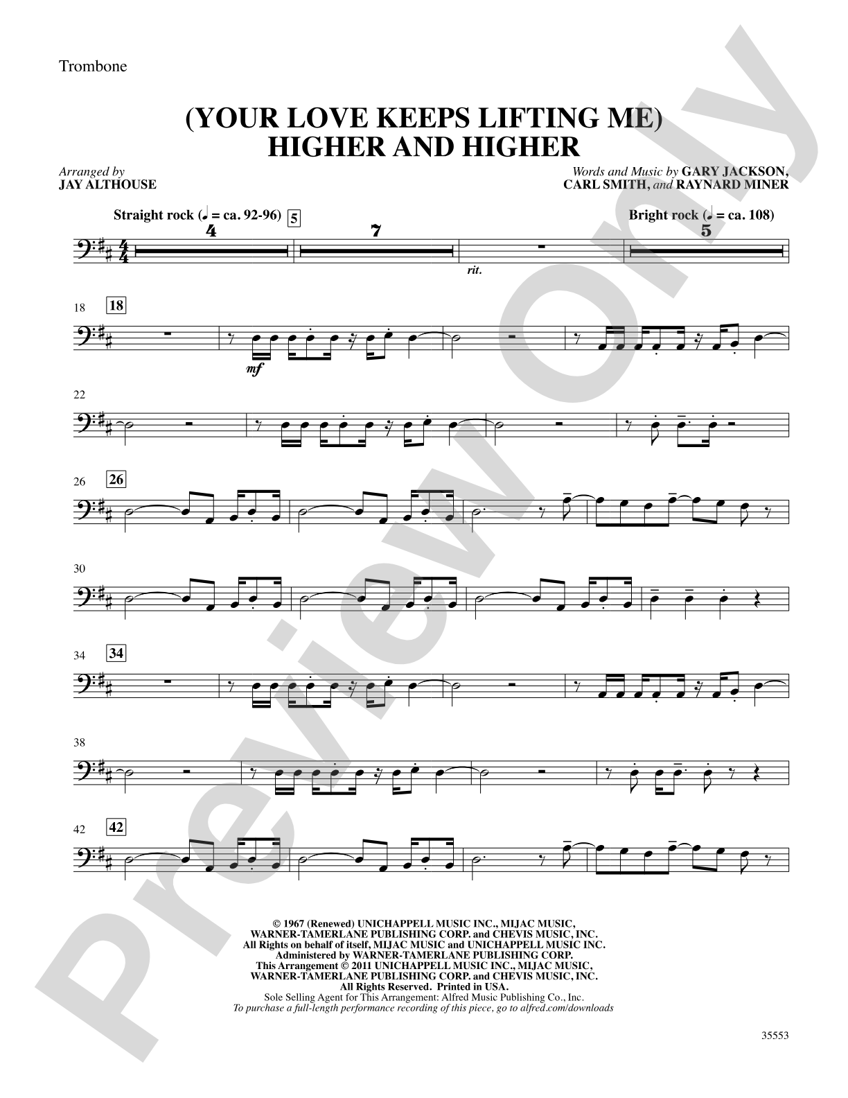 (Your Love Keeps Lifting Me) Higher and Higher: 1st Trombone: Choral SoundPax