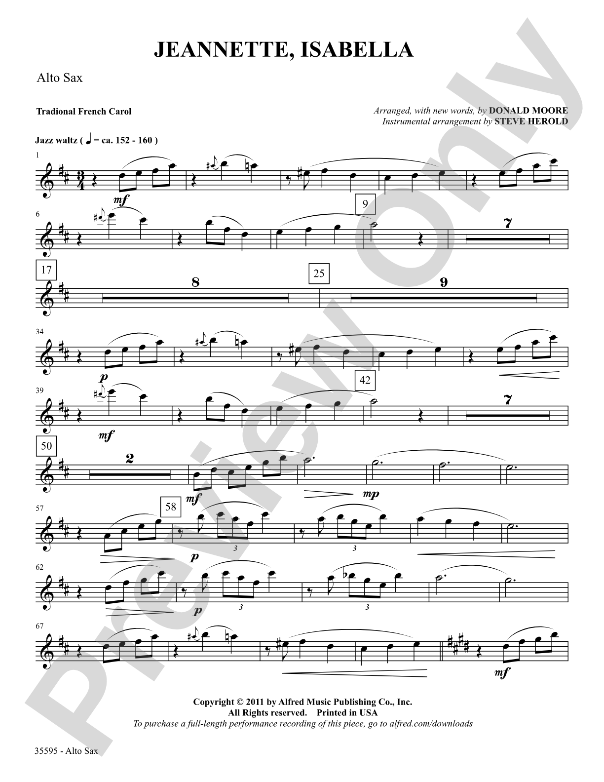 Jeannette, Isabella: E-flat Alto Saxophone: Choral SoundPax