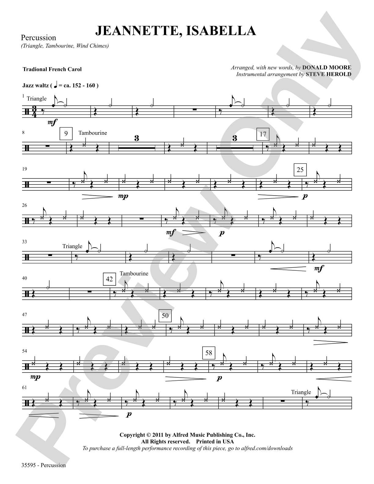 Jeannette, Isabella: 1st Percussion: Choral SoundPax