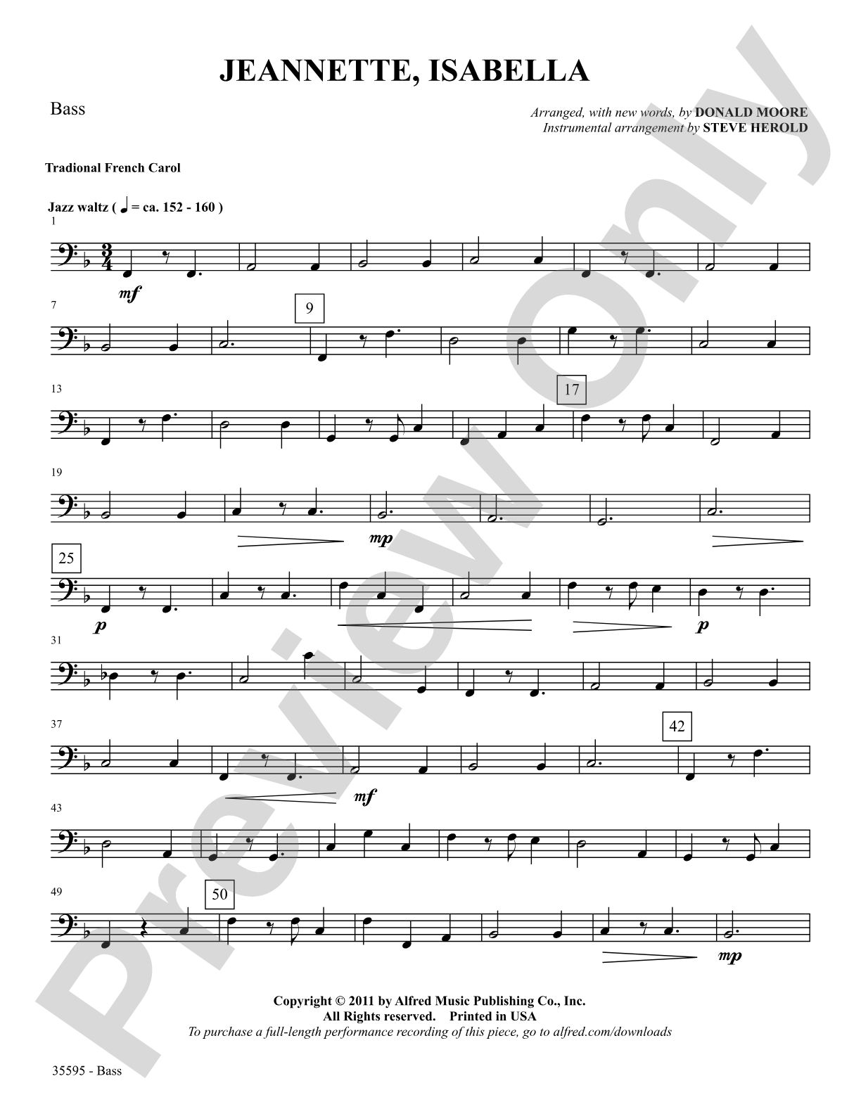 Jeannette, Isabella: String Bass: Choral SoundPax