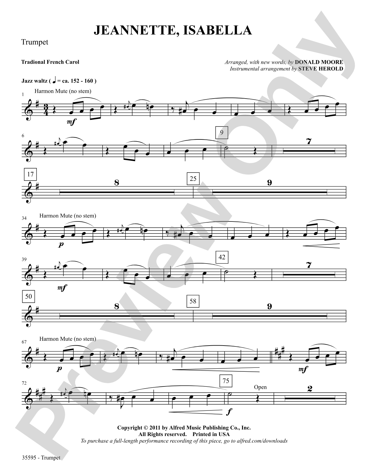Jeannette, Isabella: 1st B-flat Trumpet: Choral SoundPax