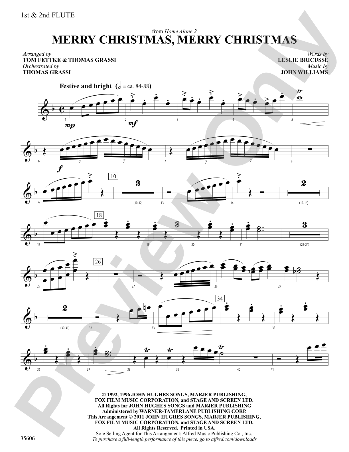 Merry Christmas, Merry Christmas (from Home Alone 2): 1st & 2nd Flute: Choral SoundPax