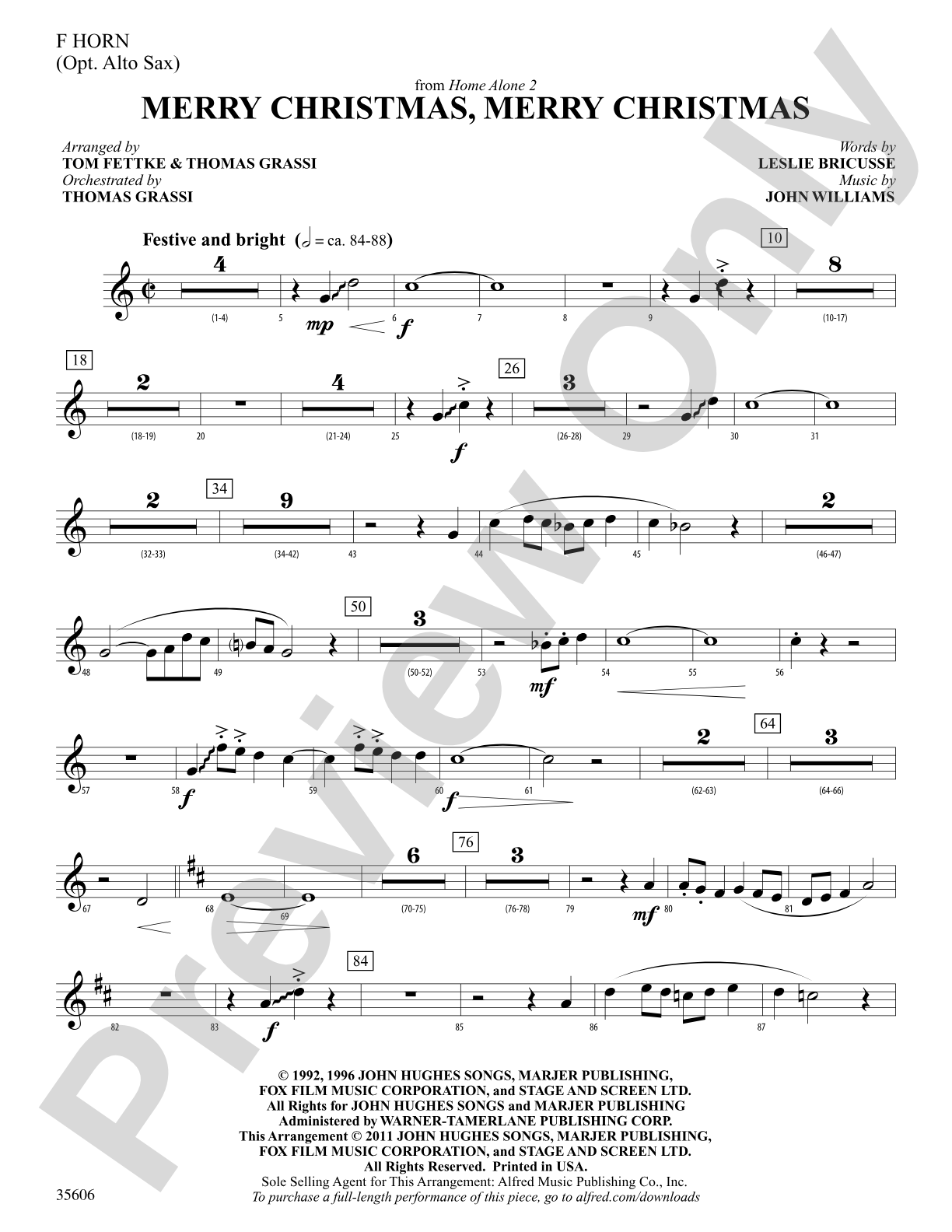 Merry Christmas, Merry Christmas (from Home Alone 2): 1st F Horn: Choral SoundPax