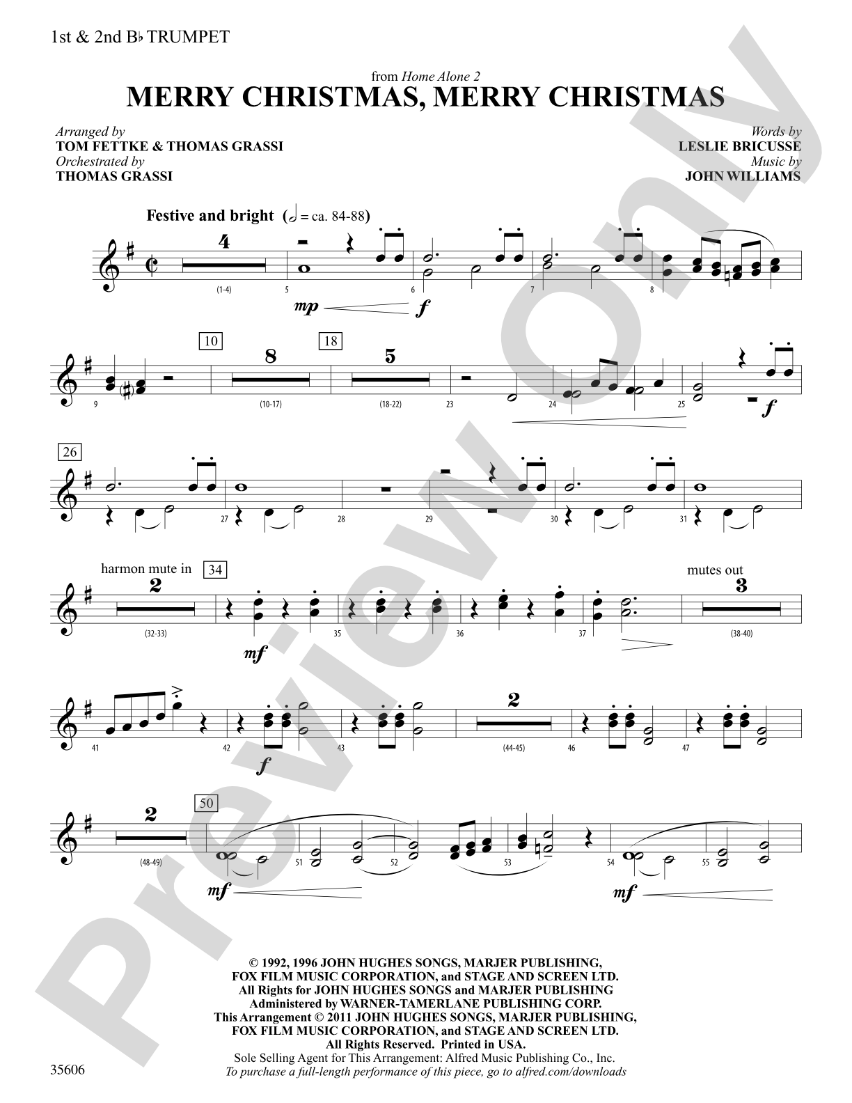 Merry Christmas, Merry Christmas (from Home Alone 2): 1st & 2nd B-flat Trumpets: Choral SoundPax