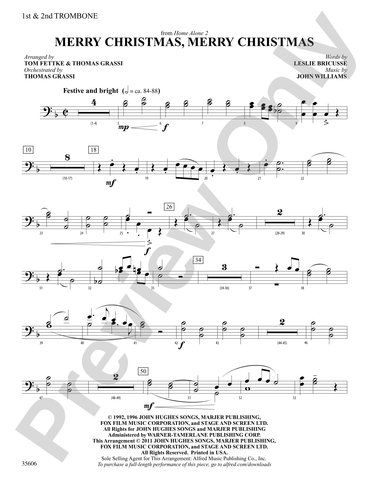 Merry Christmas, Merry Christmas (from Home Alone 2): 1st & 2nd Trombones: Choral SoundPax