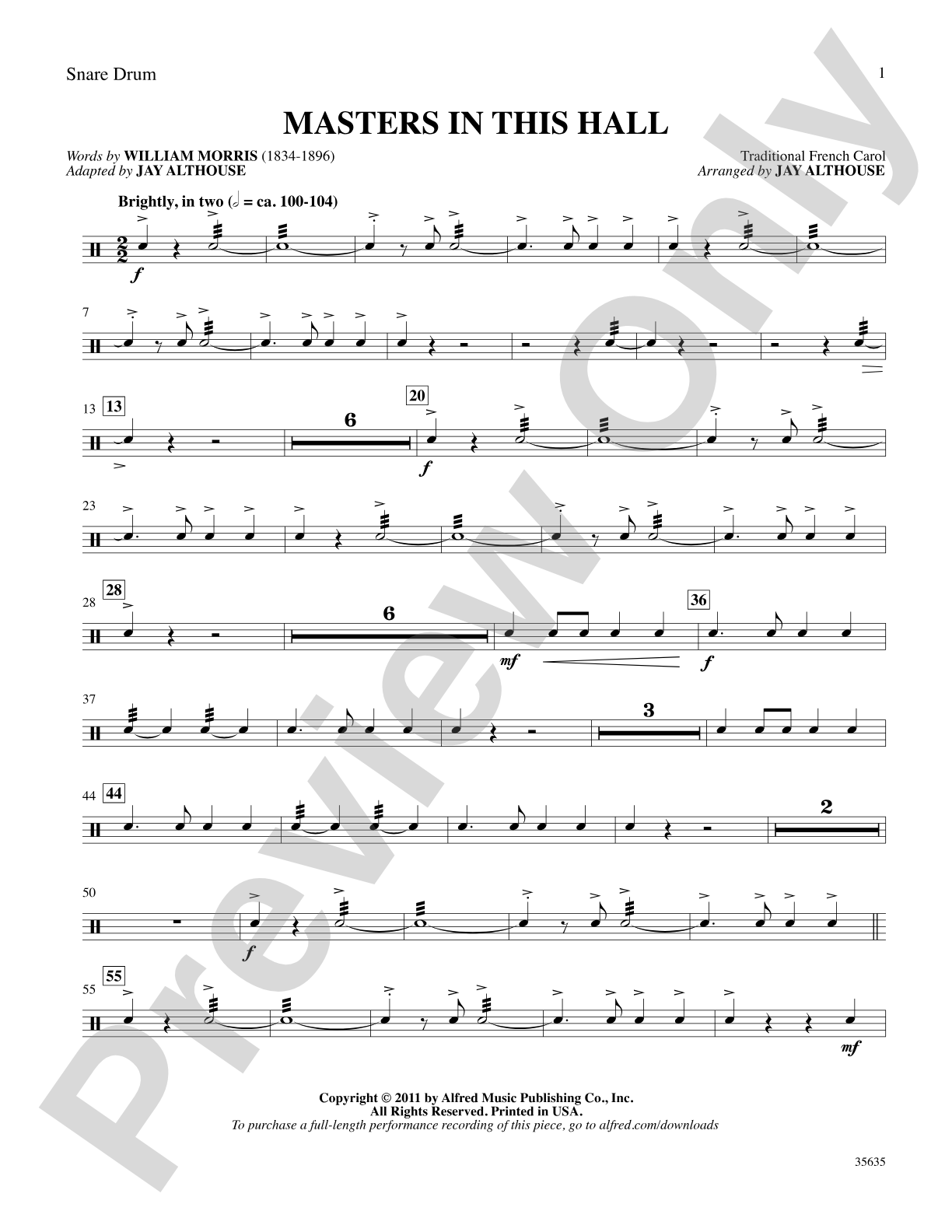 Masters in This Hall: Snare Drum: Choral SoundPax