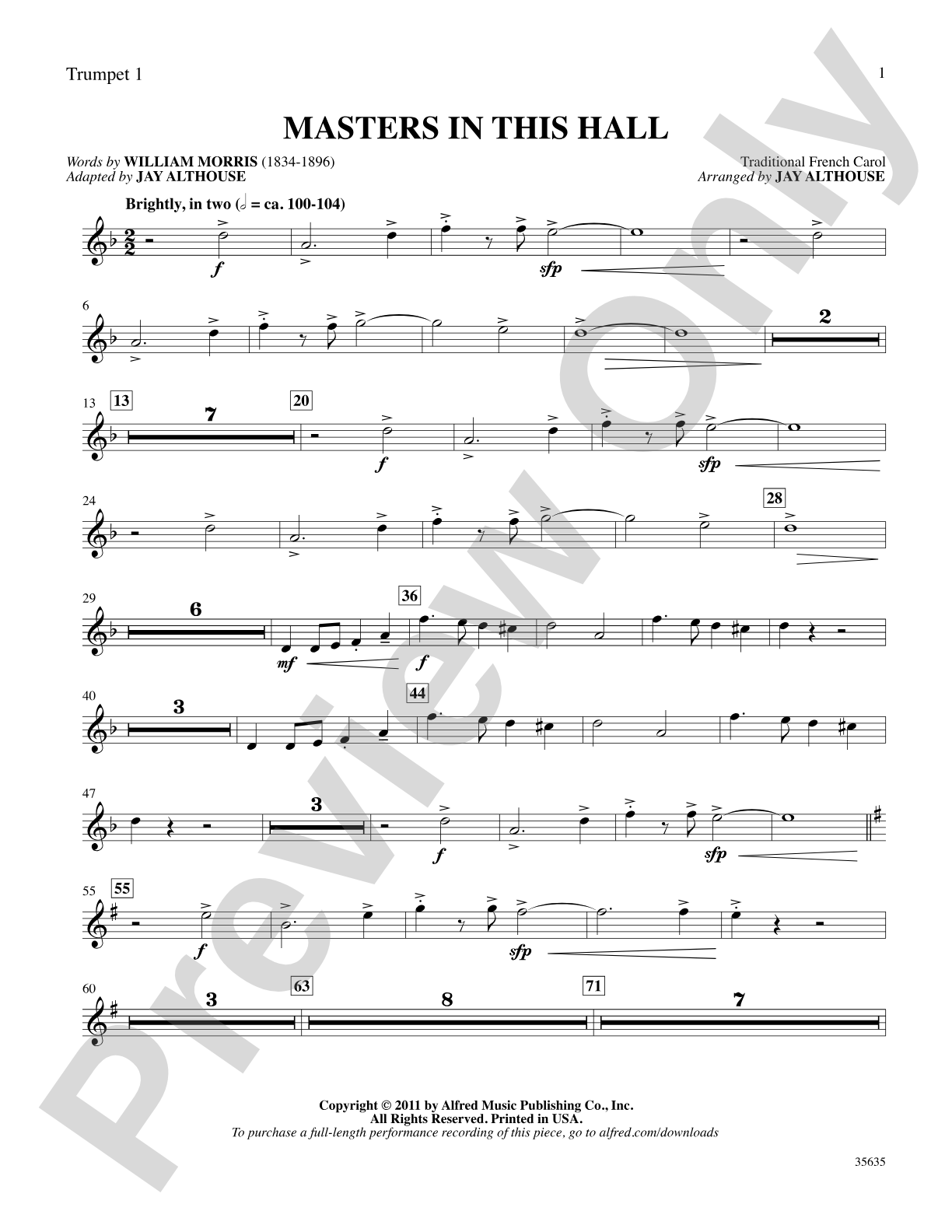 Masters in This Hall: 1st B-flat Trumpet: Choral SoundPax