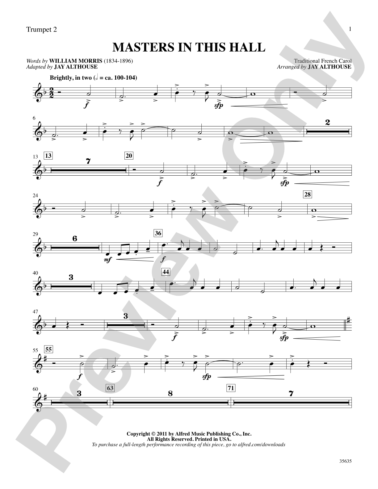 Masters in This Hall: 2nd B-flat Trumpet: Choral SoundPax